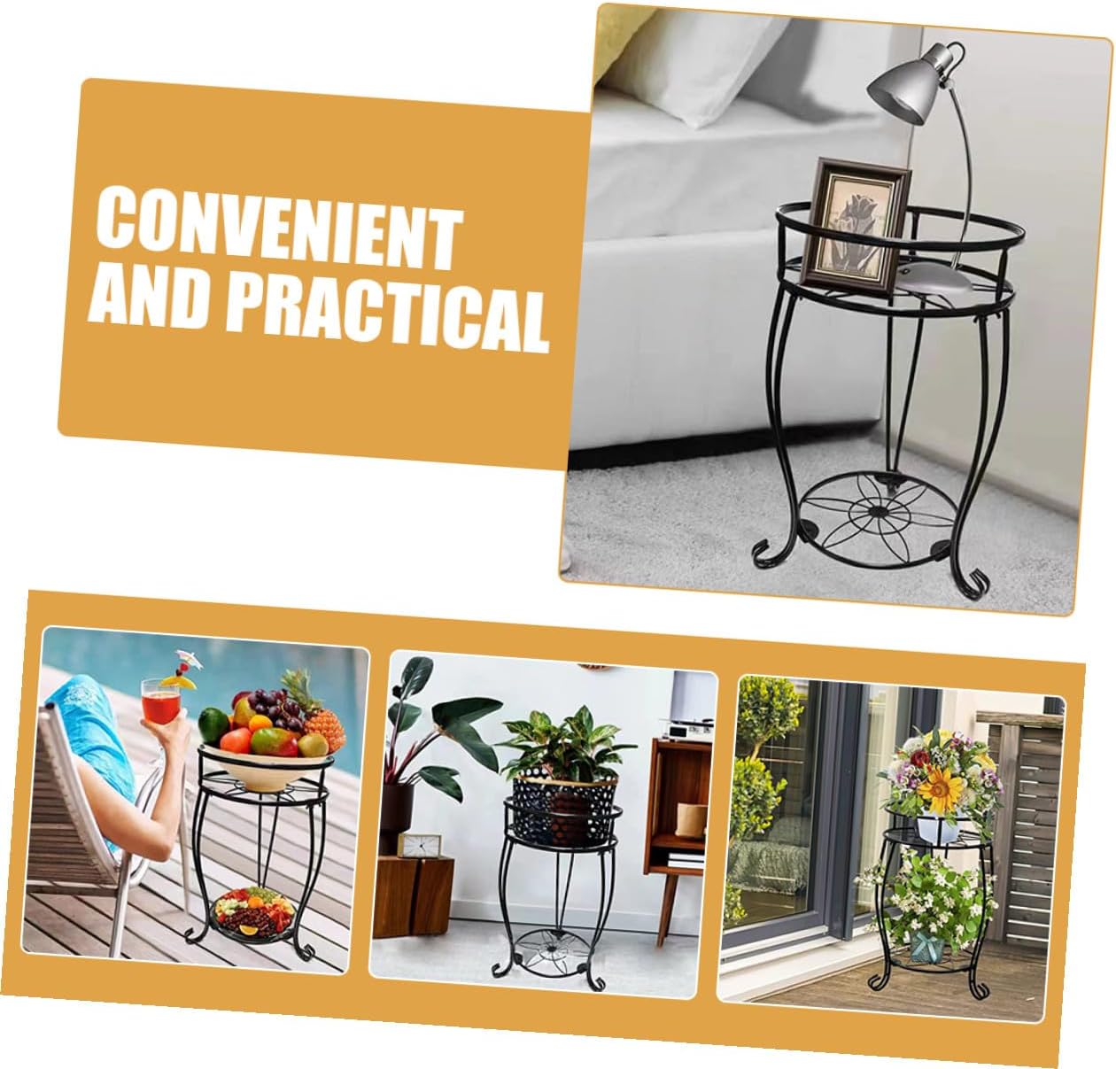 Multi-tier Metal Plant Stand Heavy-duty 2-layer Flower Pot Rack Indoor Outdoor Planter Holder for Porch and Garden Display
