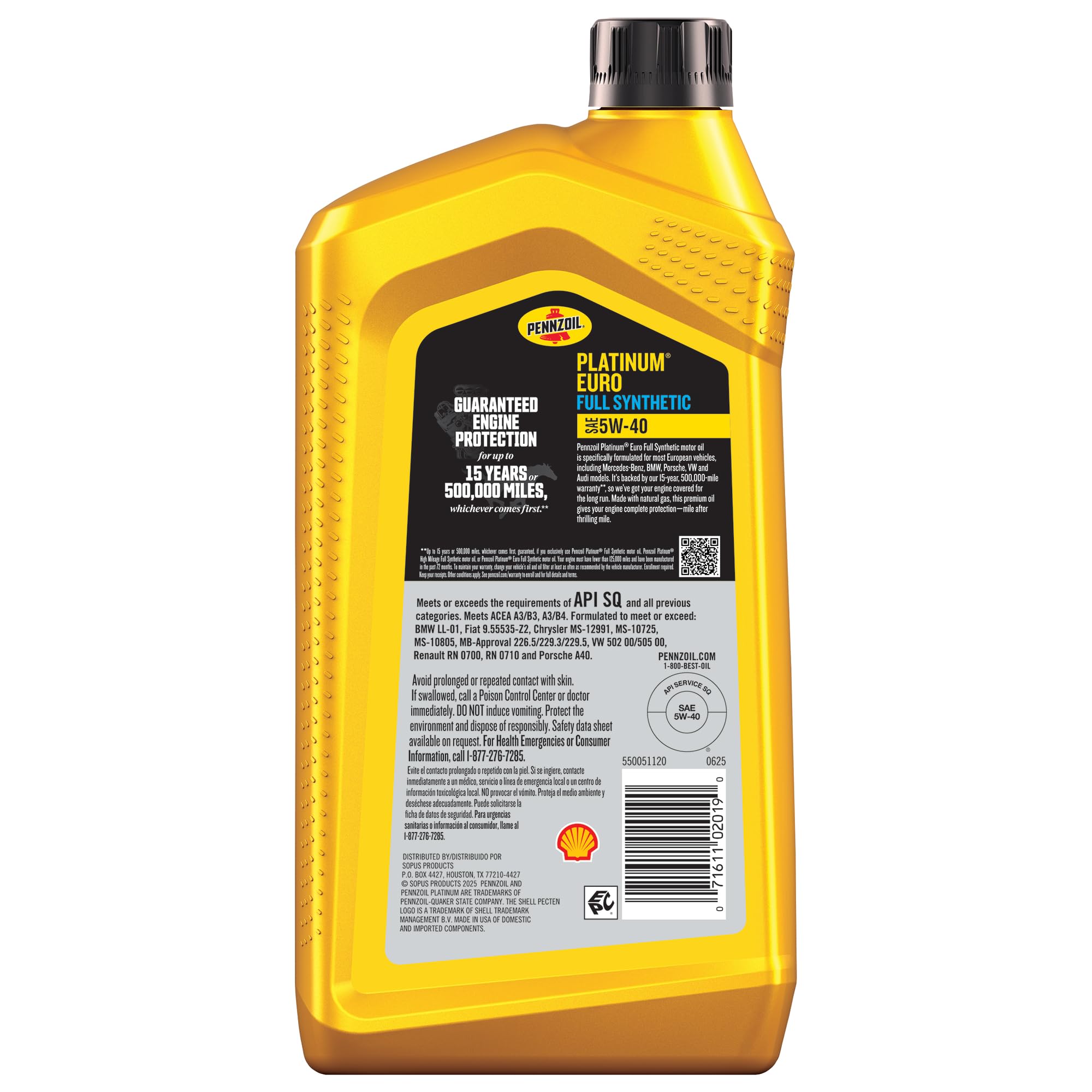 Amazon | ペンズオイル (PENNZOIL) プラチナム ユーロ 5W-40 EURO L