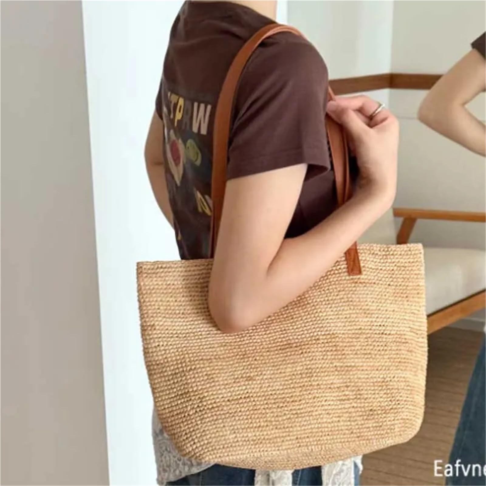 Bolso de Playa Trenzado Bolso tejido de hierba for mujer, bolso playa gran capacidad for vacaciones verano, hombro