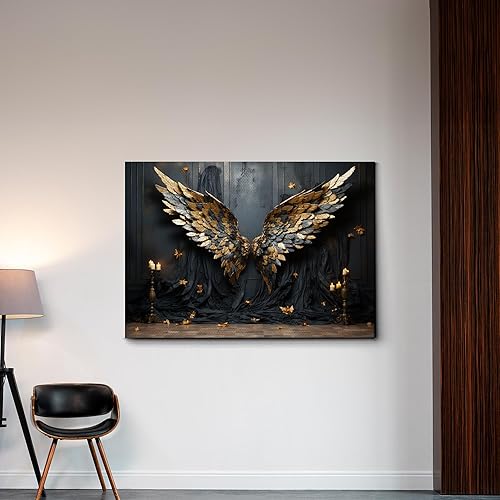 Miniatura 3 de Angel wings print on canvas on light gray ground, Angel wings, Angel wings art, On canvas, Wall Decor Living Room, Office Wall