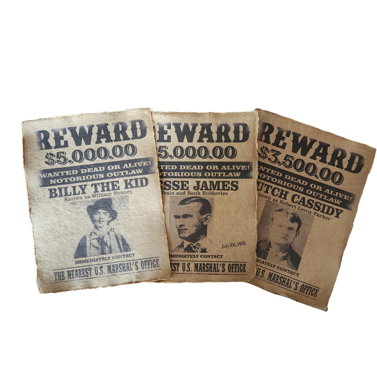 Amazon.com: Jesse James, Billy the Kid, Butch Cassidy aged printed