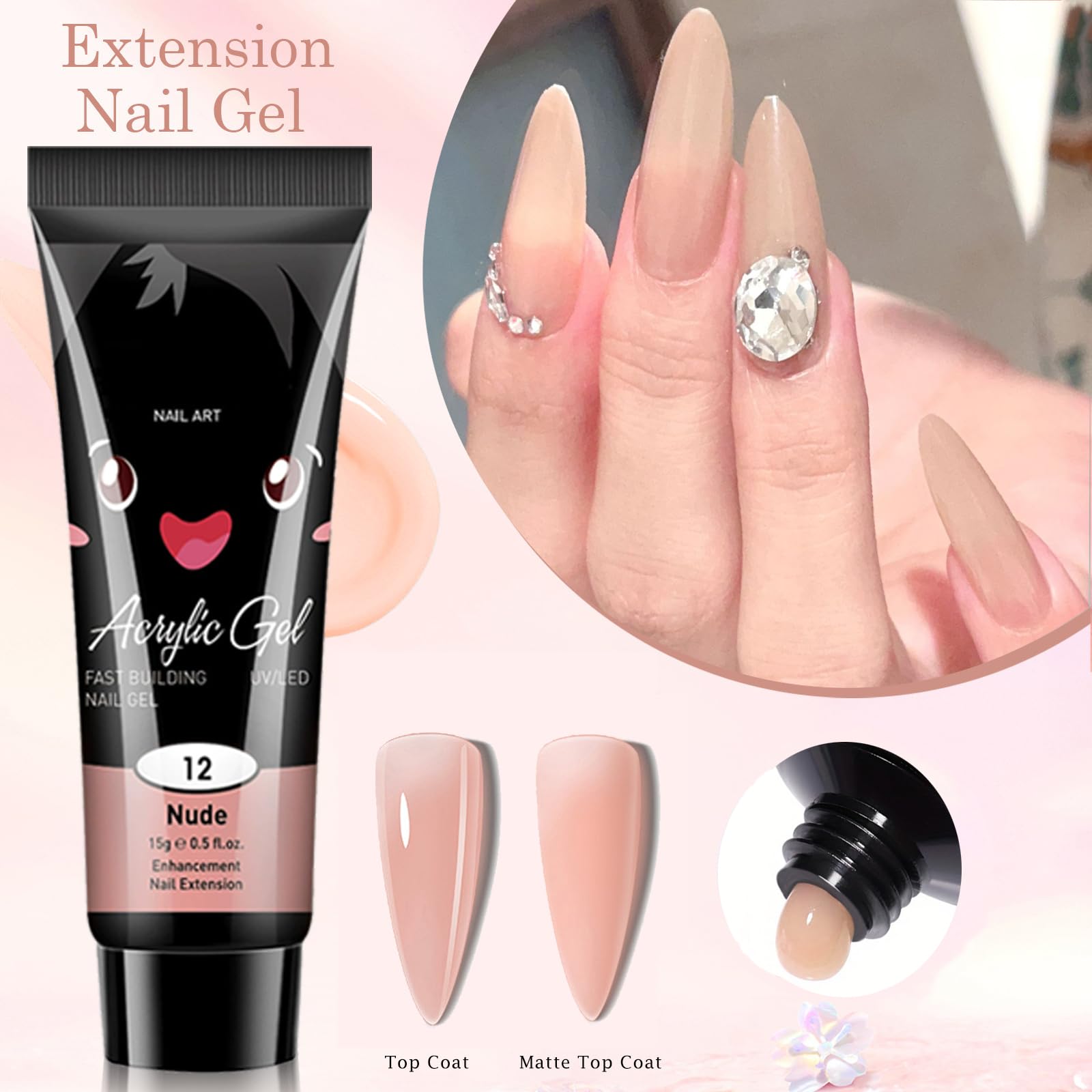 8Pcs Poly Gel Nail Kit, Acrylic Polygel Nail Kit, Nude Nail Extension Kit - Image 2