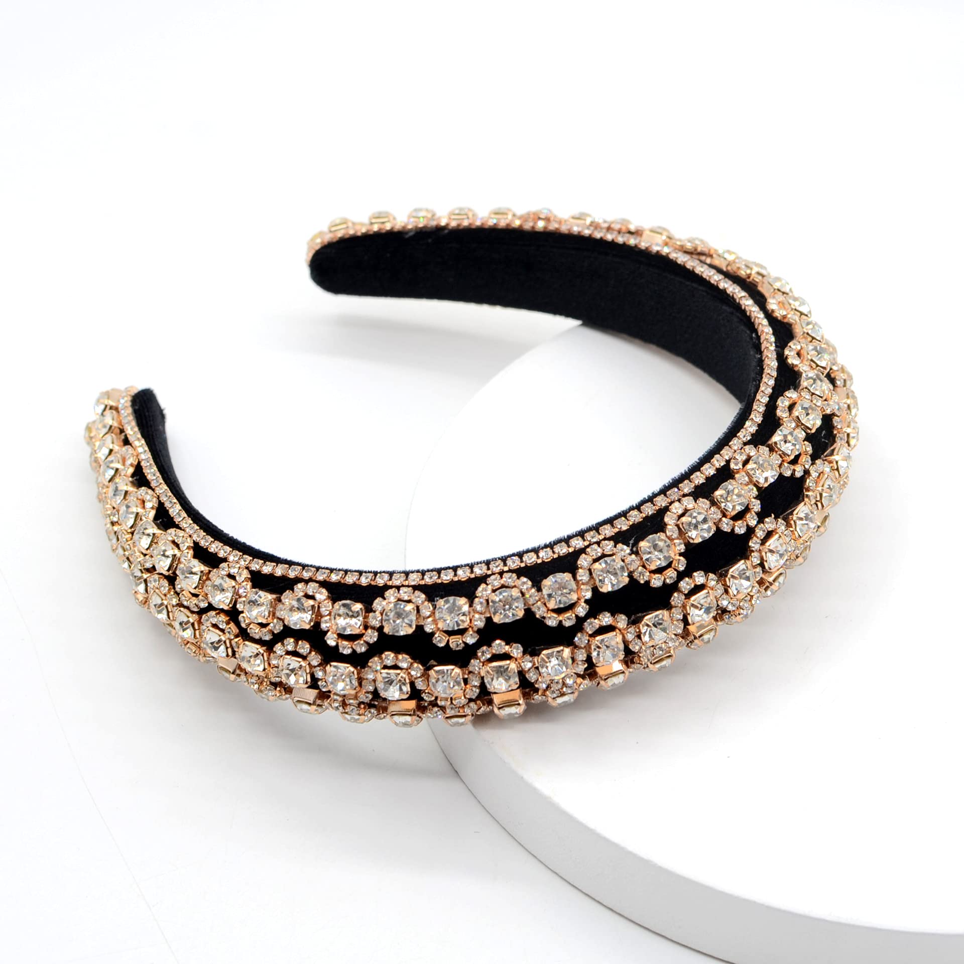 Full Rhinestone Hairband Padded Women Headbands Crystal Crown Hair Accessories For Girls Wedding Party Hair Accessories (Gold) - Image 4
