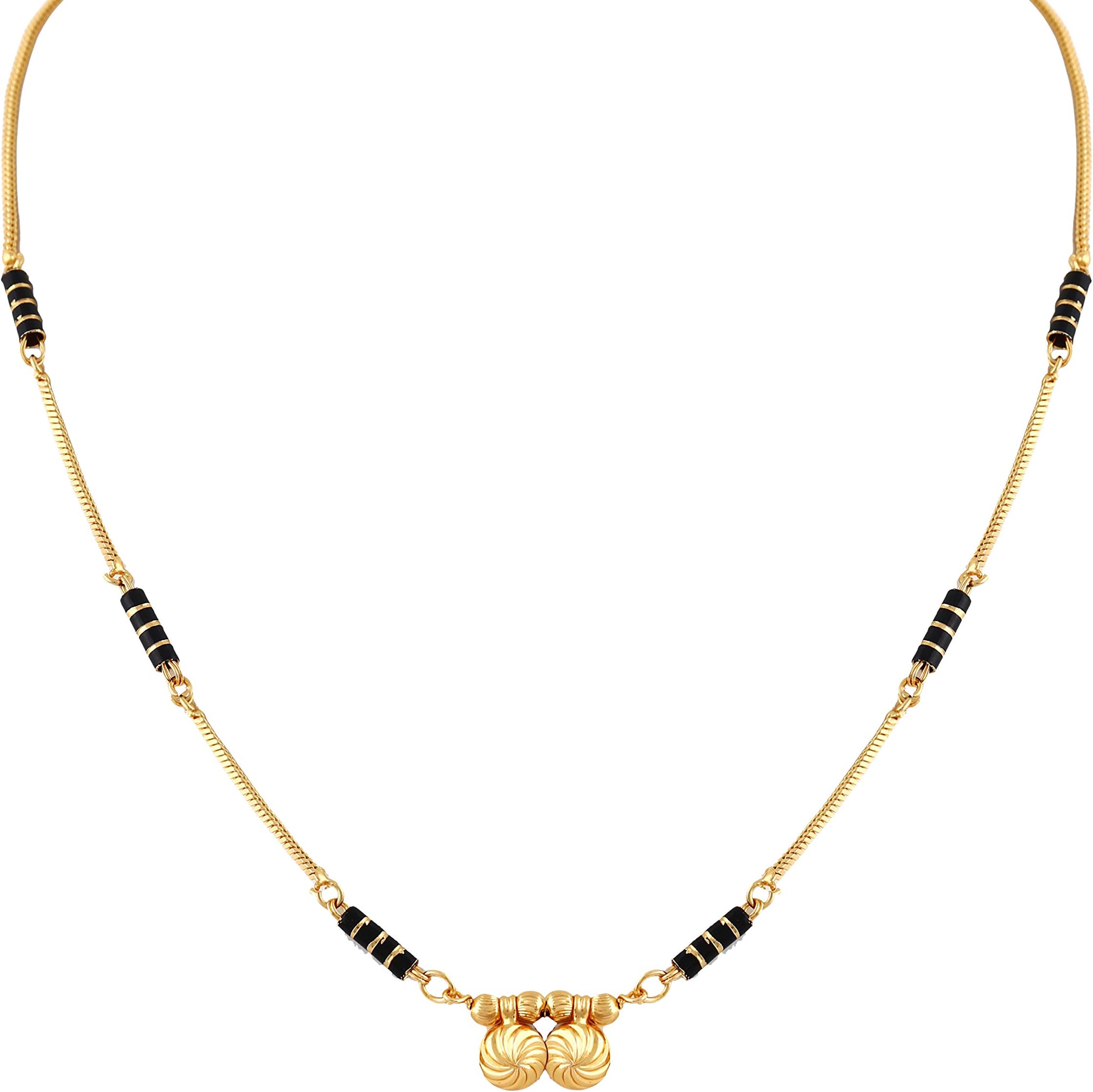 Traditional Temple Shaping 1g Gold Stylish Meenakari Maharashtrian Wati Tanmaniya Black Mangalsutra for Women