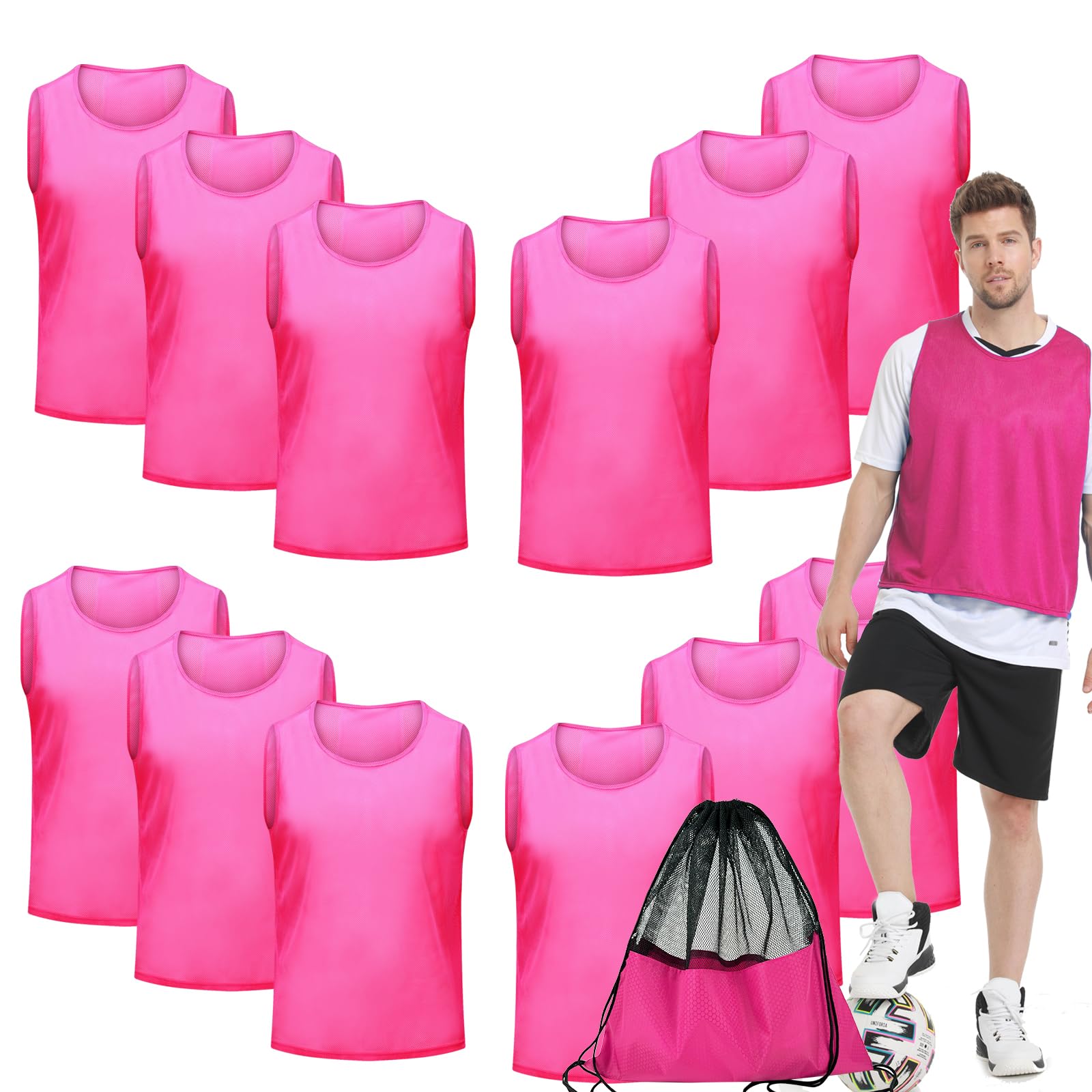 12/24/48Pcs Soccer Pinnies Youth, Scrimmage Team Practice Vests