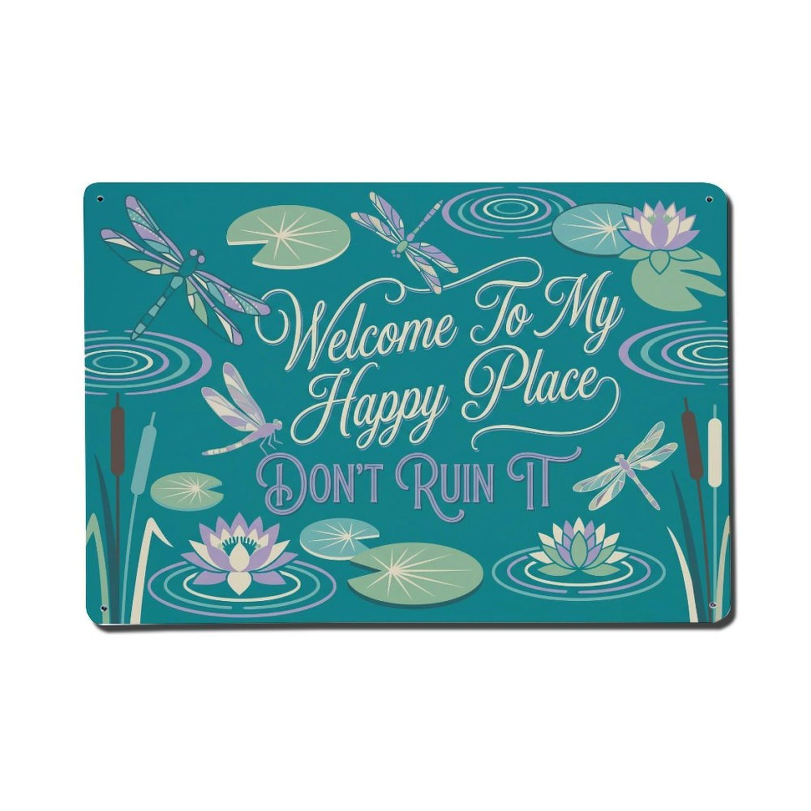 Dragonfly Pond Garden Humor Metal Tin Sign Plaque Wall Decor for Cafe, Club Bar, Office, Home Garden Metal Poster 8x12Inch