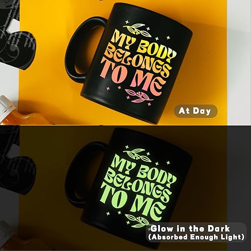 Miniatura 4 de AHIJOY Vinilo adhesivo permanente que brilla en la oscuridad, 12 pulgadas x 5 pies, holográfico, amarillo, rosa, vinilo adhesivo luminoso para tazas