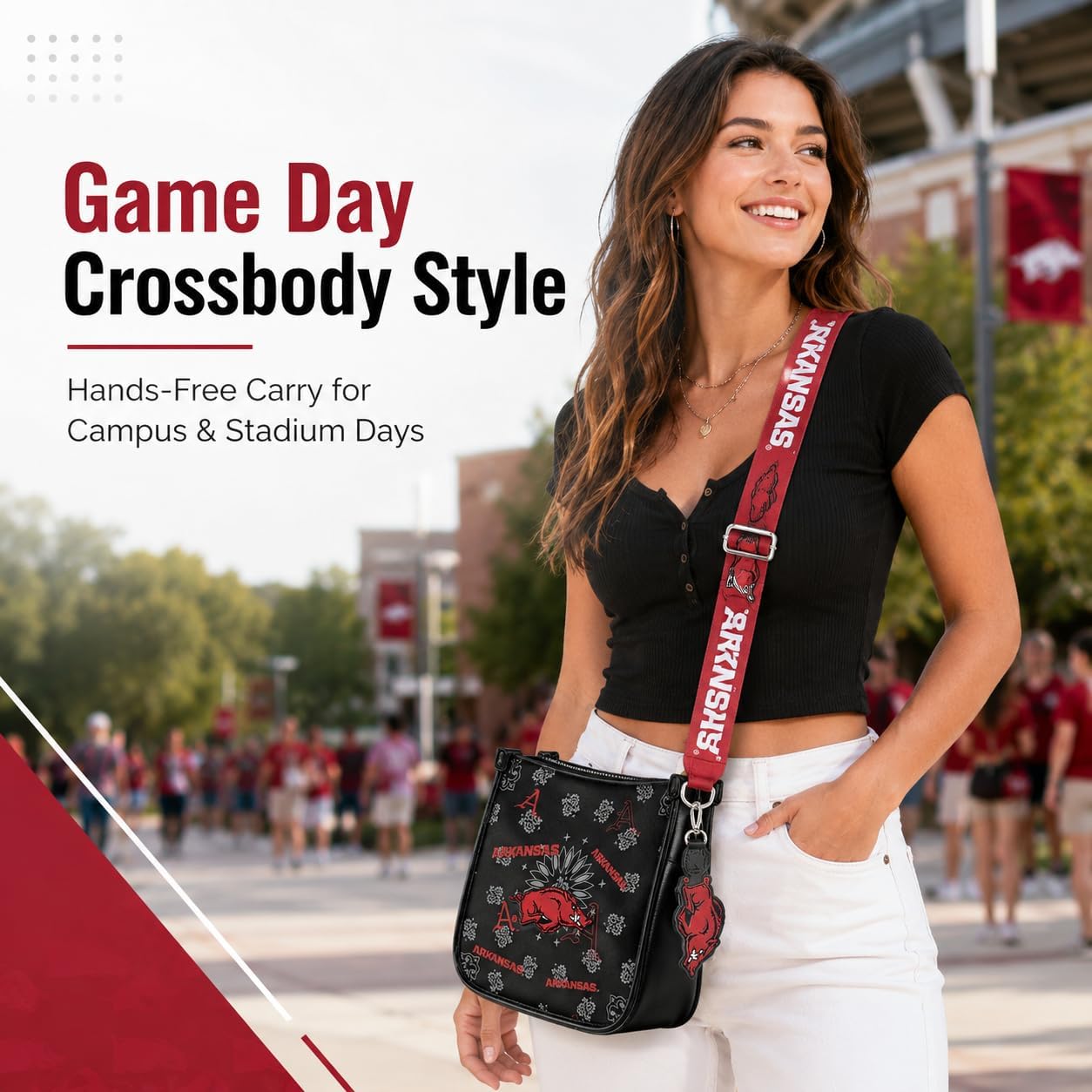 NCAA Crossbody Bags for Women, Leather Crossbody Purse with Adjustable Strap Shoulder, Shoulder Handbags for Gift