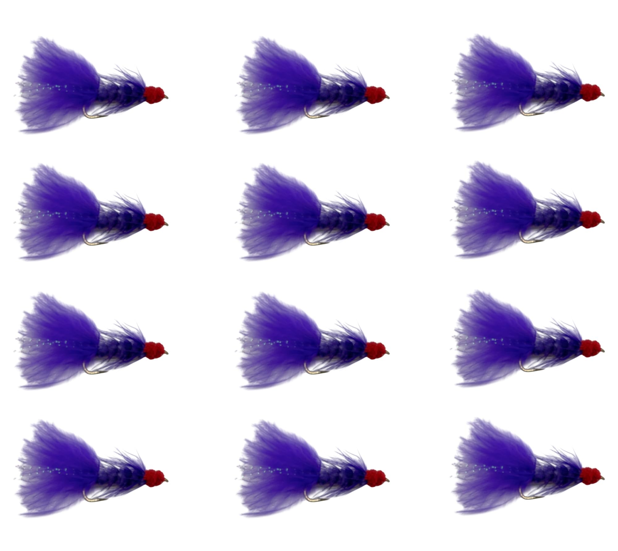 Feeder Creek Egg Sucking Leech Flies - 12 Pack Streamer Fly Assortment for Trout, Steelhead & Salmon - Egg Sucking Leech with Red Head