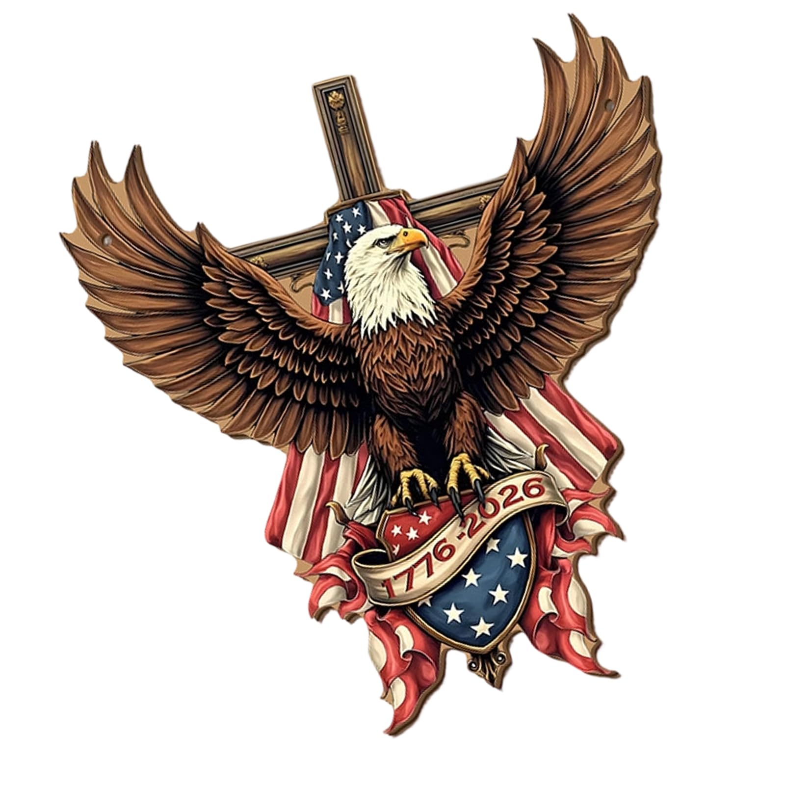 Hredyqw Patriotic Wooden Door Sign US 250th Anniversary Hanging Wreath Plaques Decors For Independence Day Home Offices