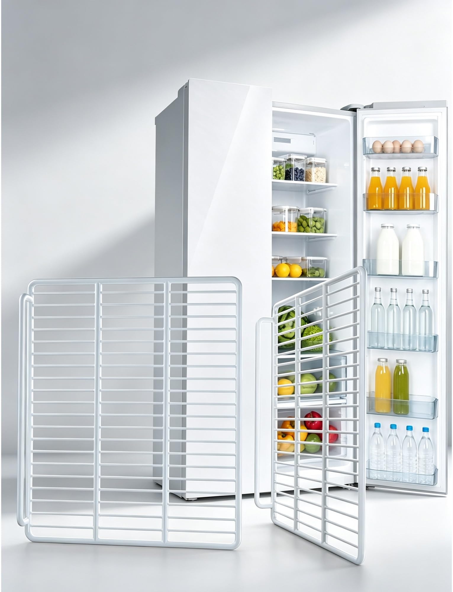 Set 2 Ripiani a Griglia for Frigo con Bordo, Mensola Congelatore | Acciaio al carbonio con bordo frontale da 2 cm, for frigo, congelatori e vetrine refrigerate(W54xD54cm)
