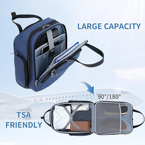 Miniatura 6 de VANKEAN Maleta de mano para debajo del asiento, multifuncional, maleta ligera de 16 pulgadas para pernoctar para hombres y mujeres, Azul bruma