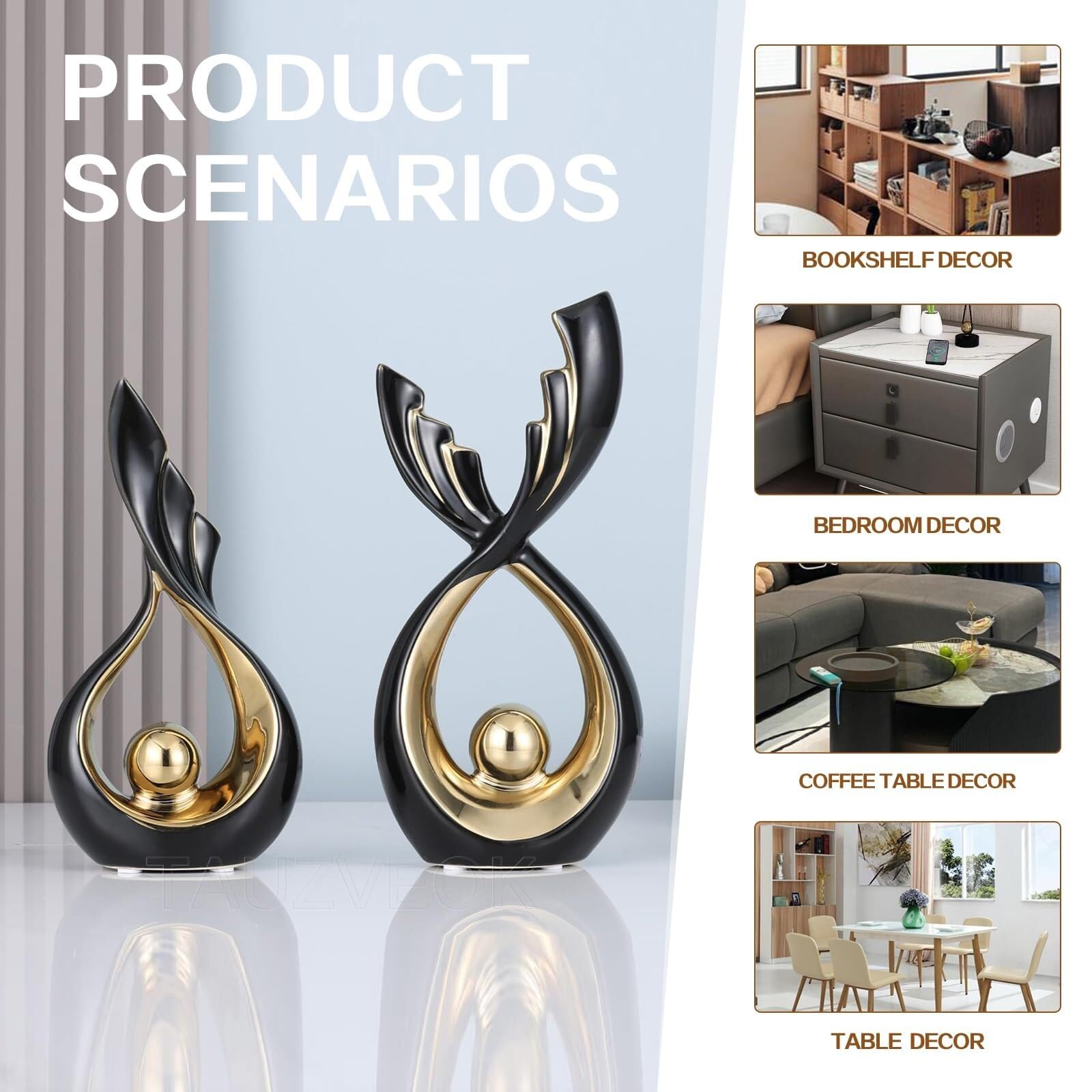 Regalos para Mujeres Sala de Estar cerámica Moderna Deco la Escultura for decoración Oficina Decoración para estanterías(Black,Big)