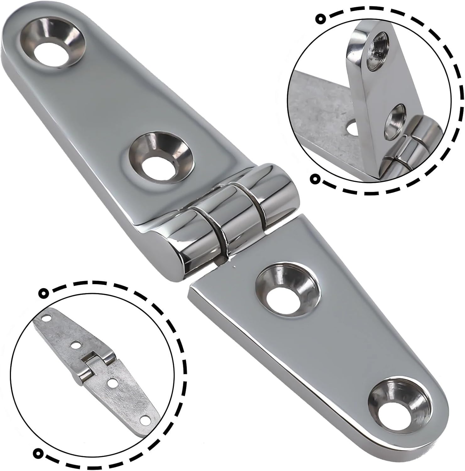 Boat Hinge 316 Stainless Steel Casting Hinge Flat Hinge Cabinet Doors Window Cabinet Deck Flush Mount Yacht Boat Hardware