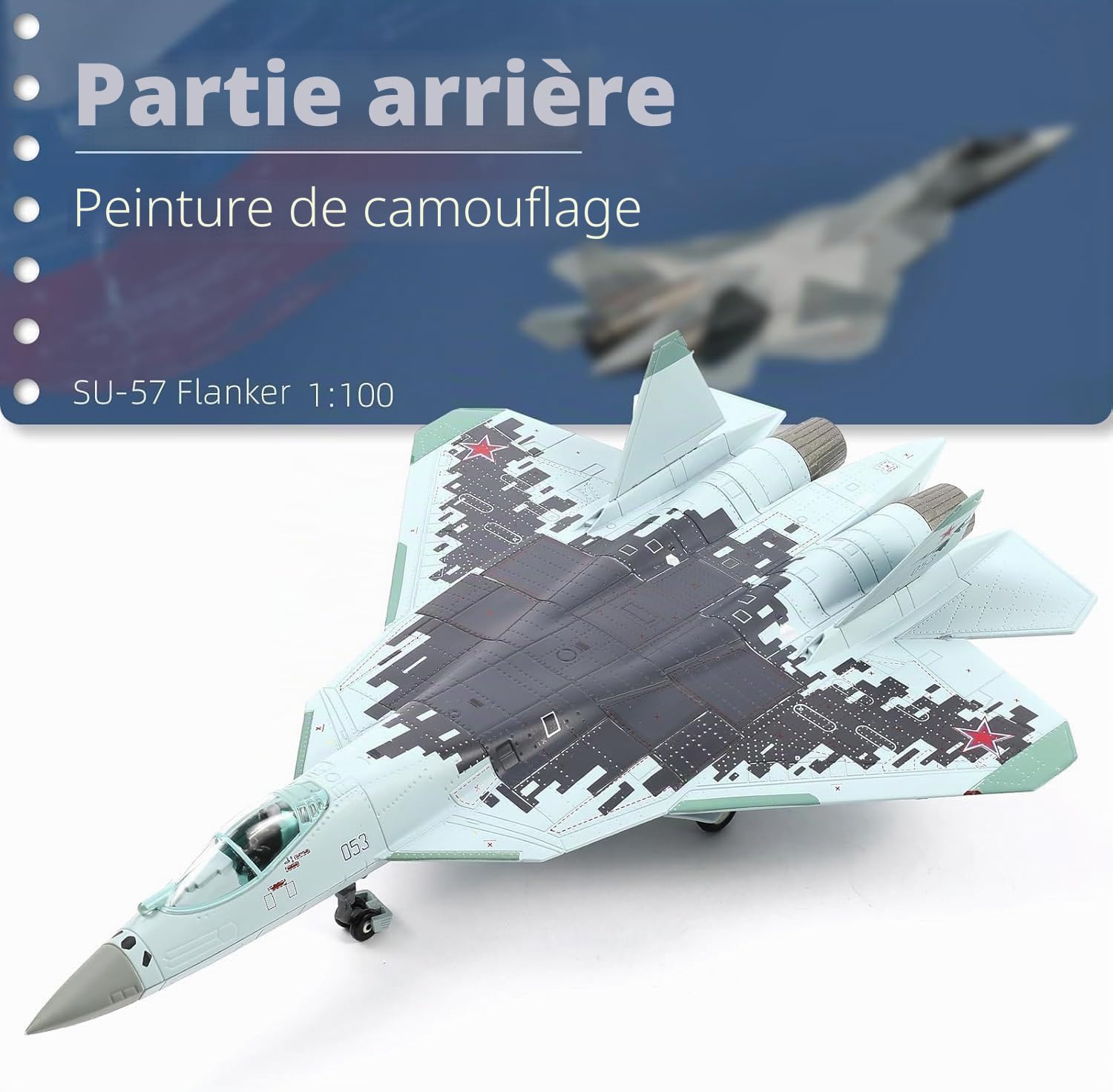 NUOTIE SU-57 Kit de modèle d'avion russe Sukhoi en métal moulé sous pression Modèle militaire pré-construit pour amateurs de collections ou cadeau