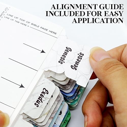 Miniatura 5 de Blessed Self Pestañas bíblicas con impresión grande laminada divisores bíblicos mármol antiguo y nuevo testamento