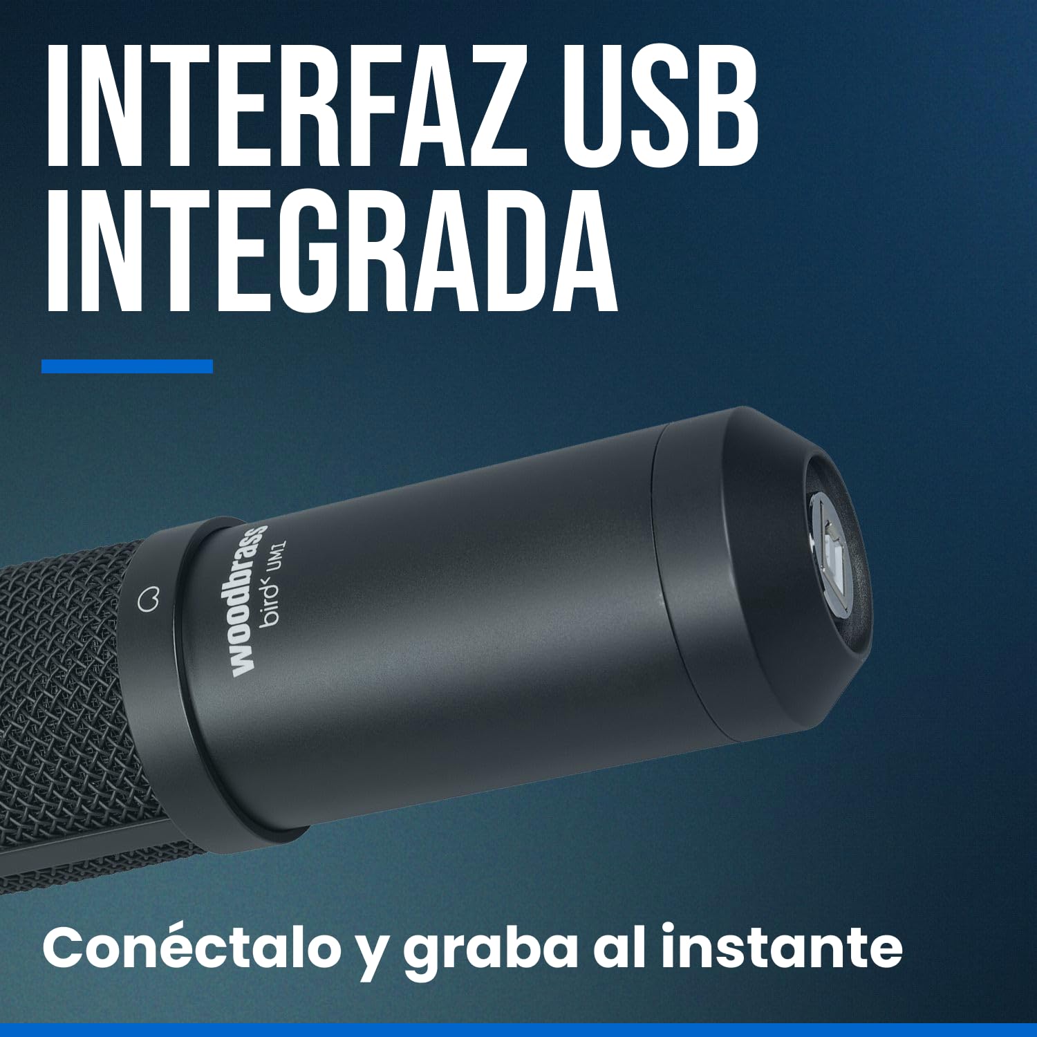 WOODBRASS Bird UM1 Podcast Pack Negro – Micrófono Cardioide USB con Condensador PC y Mac para Radiodifusión y Grabación, Streaming, Podcasting, Conferencia, Home Studio Mao, Voice Off