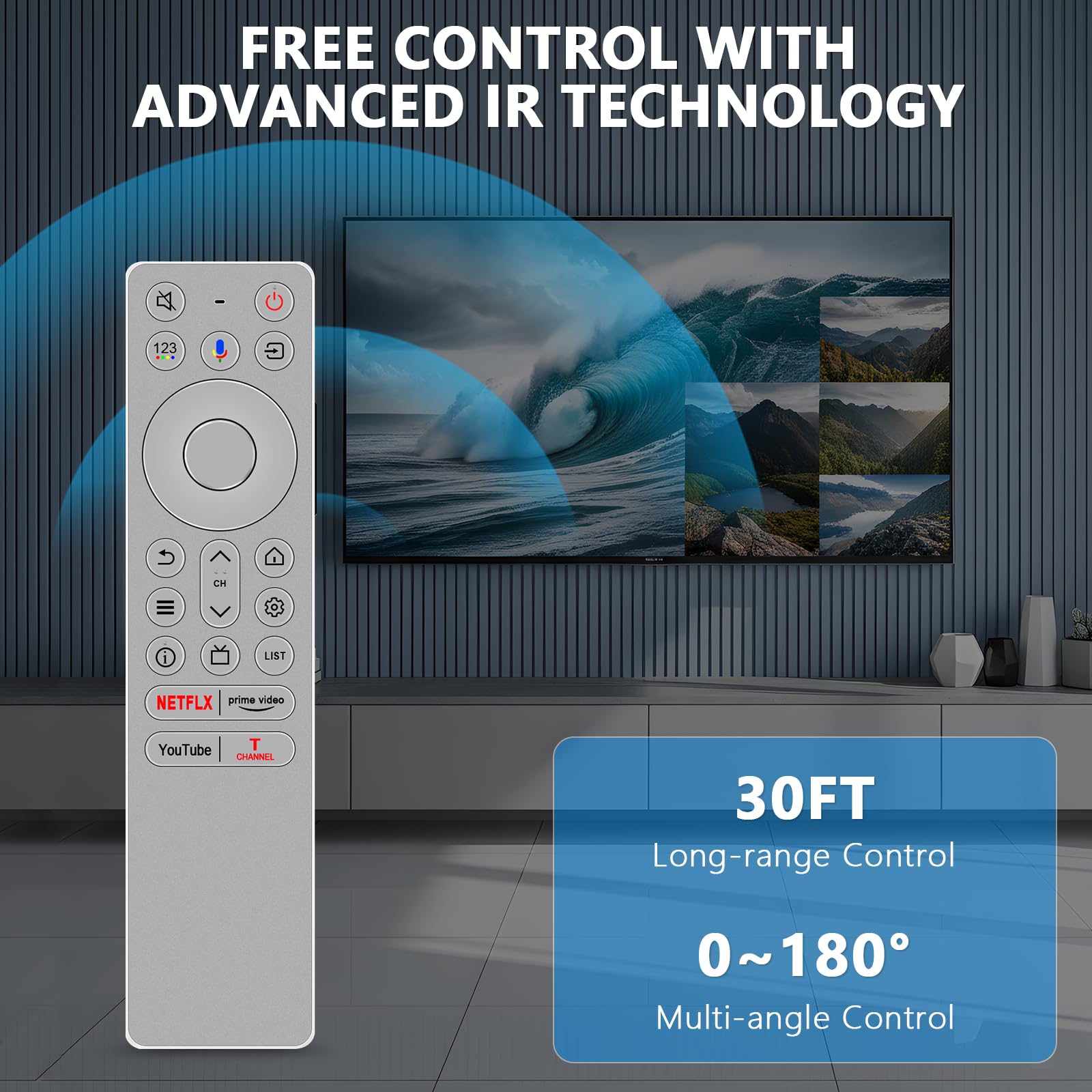Telecomando di ricambio RC933 FUB1 adatto per TCL Mini LED Smart Android TV Q10B, con funzione vocale