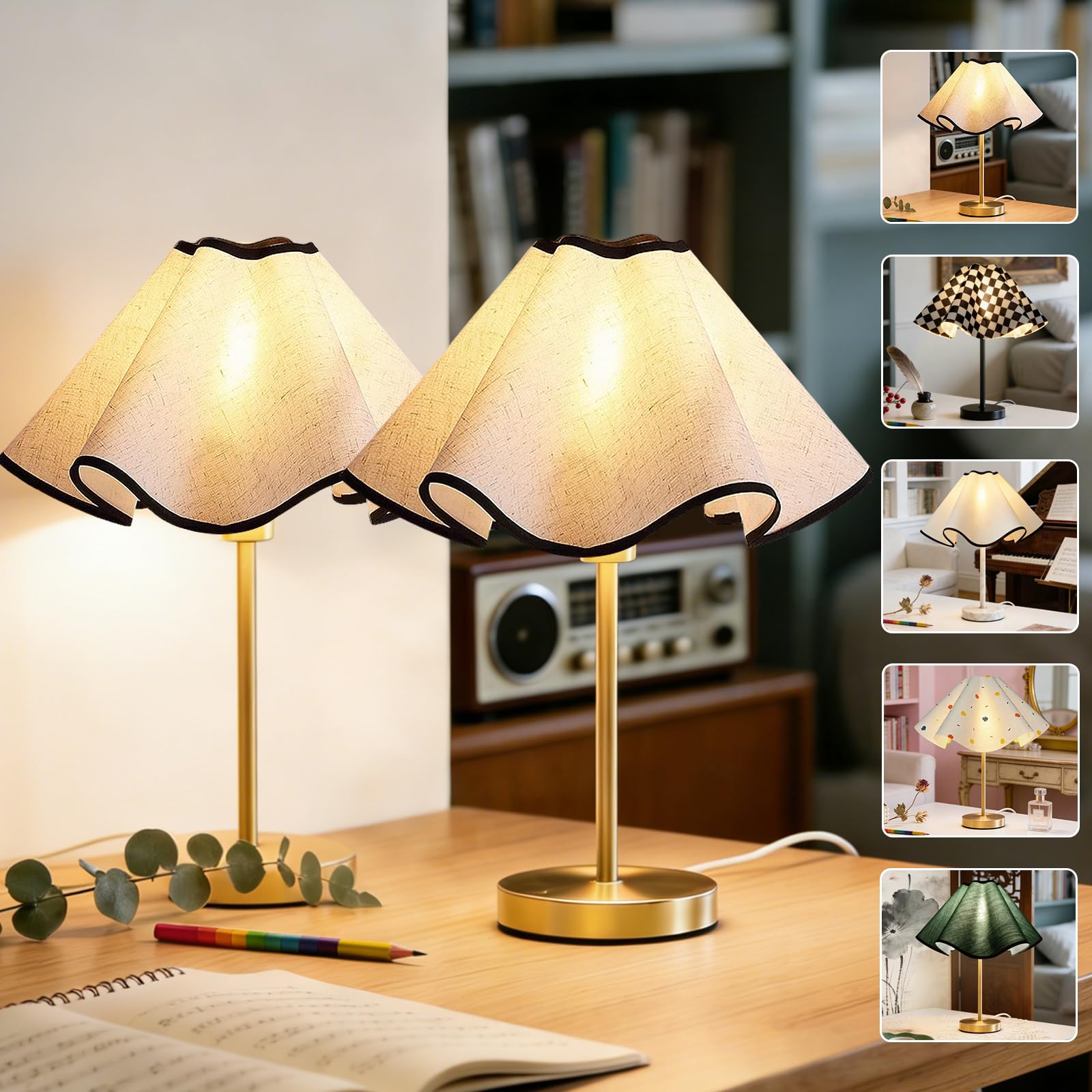 Photo 1 of YITIAOYU Scalloped Table Lamp Shade - Linen