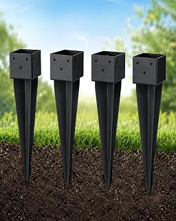 4x4 Post Anchor Ground Spikes, 4-Pack, 16 in, Black