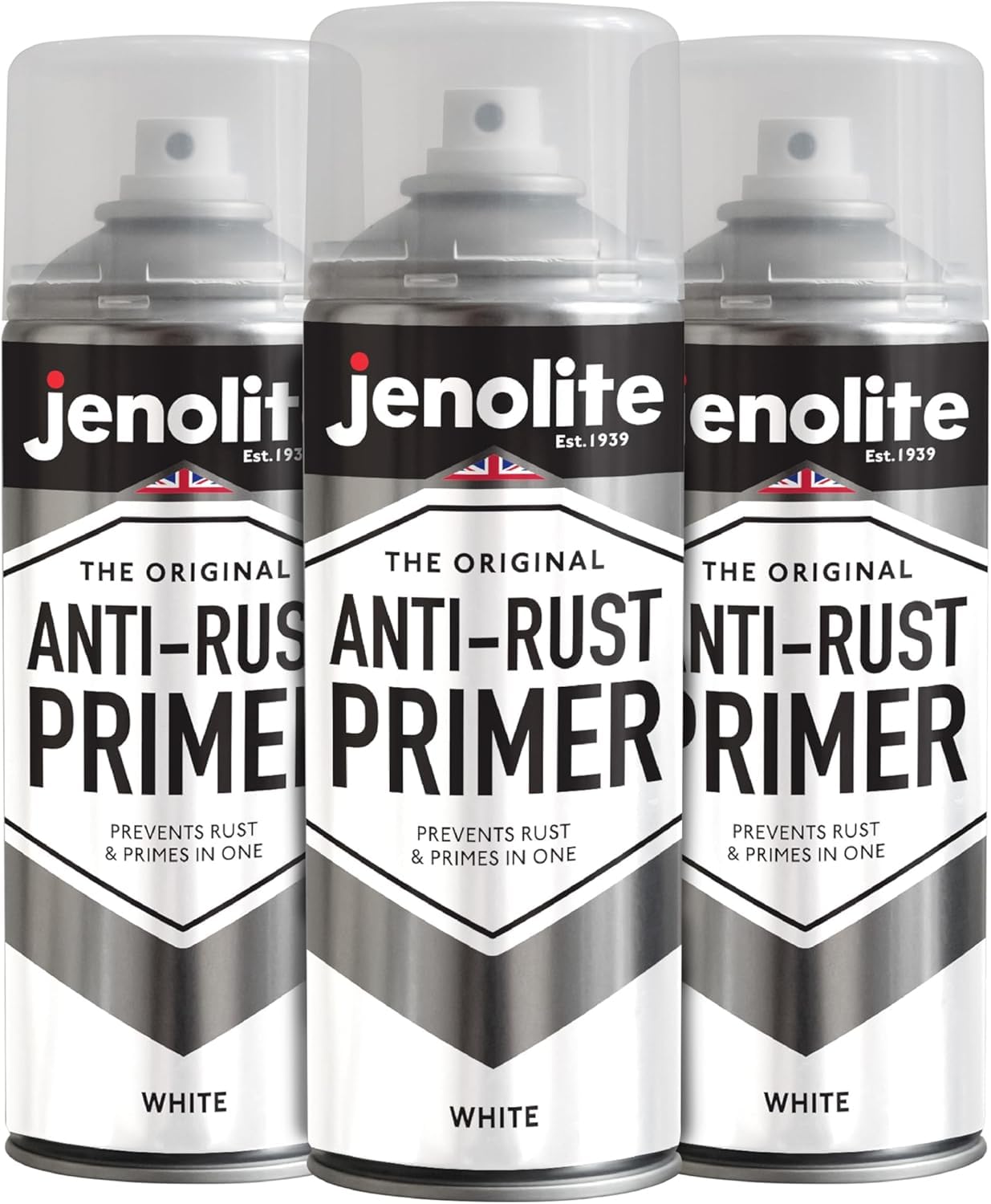 Jenolite White Anti-Rust Spray Paint | | 3X400ml | High Performance Metal Primer | Rust & Corrosion Protection | For Cars, Radiators, Garden Furniture & More