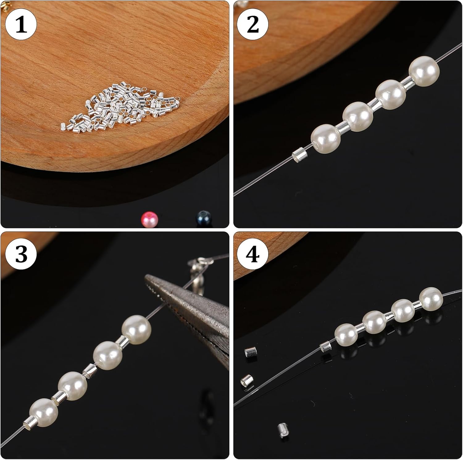 500Pcs Crimp Tubes Crimping Beads for Jewelry Making, Crimp Tube Beads Tube Column Stoppers, Crimp Beads Cord End Tube, Crimping Tube Accessories for DIY Jewelry Making(Silver) - Image 3