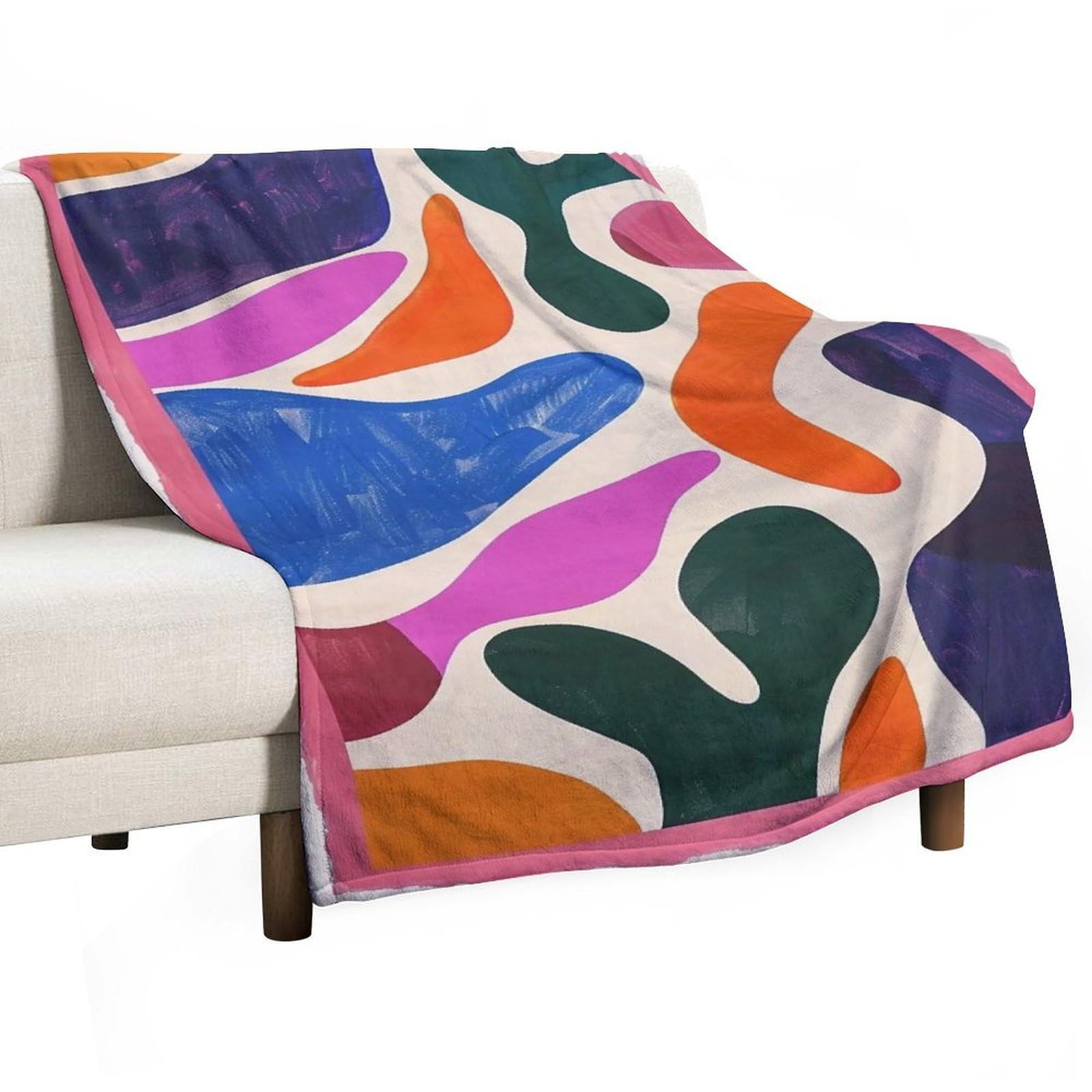 YHGSREUOH Colorful-Abstract-Shapes_01 Flannel Blankets Fleece Soft Throw Lightweight Plush Gifts for Couch, Bed, Cozy Sofa Plush, Chair, Lovers 32x48inch(80x120cm)