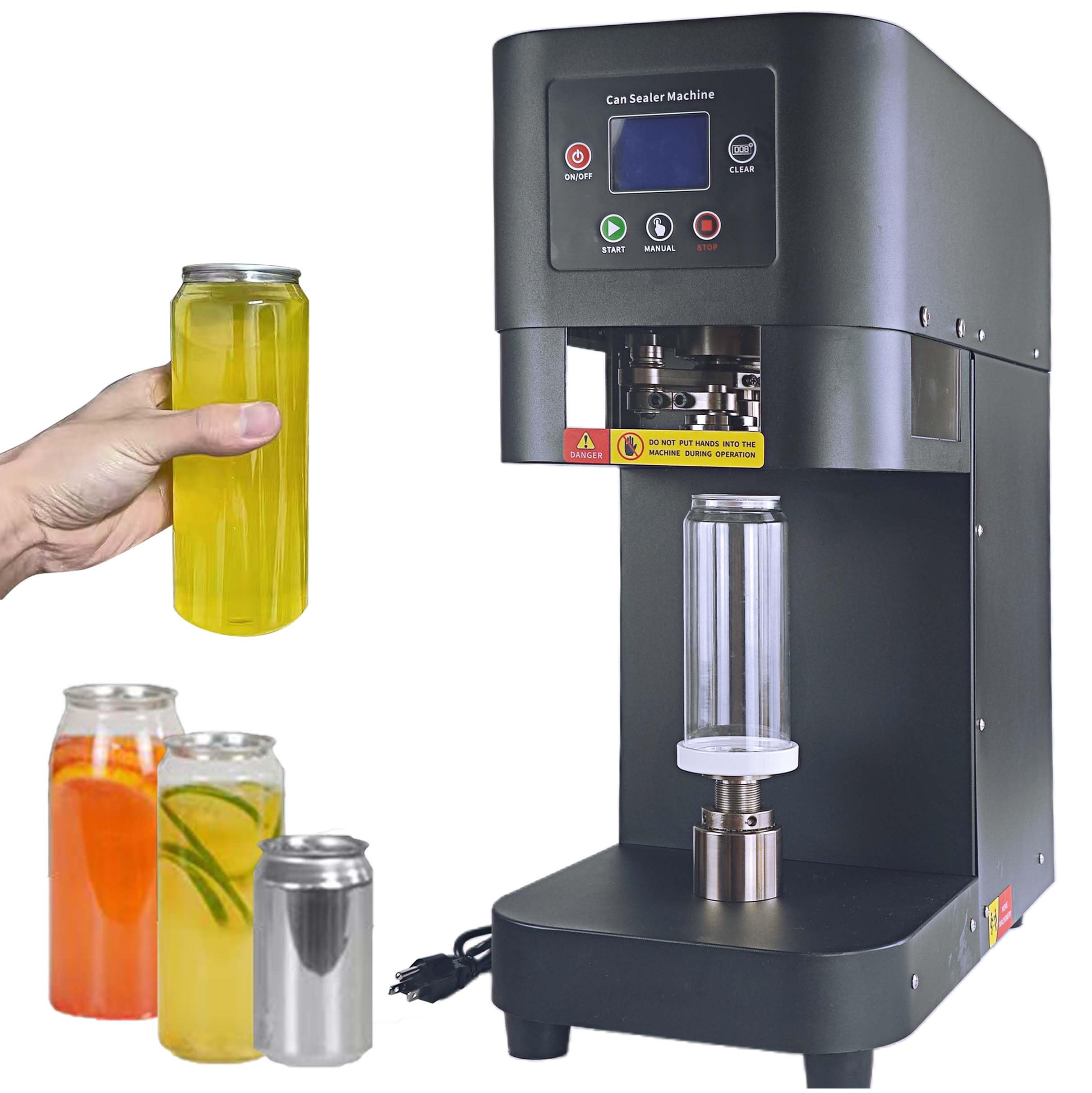 Commercial Can Sealer Machine, Automatic Can Seamer Machine, 2.4-6.7 inch Height Adjustable Soda Can Sealer Machine, Electric Bottle Sealer Machine for Plastic Aluminum Beer Can