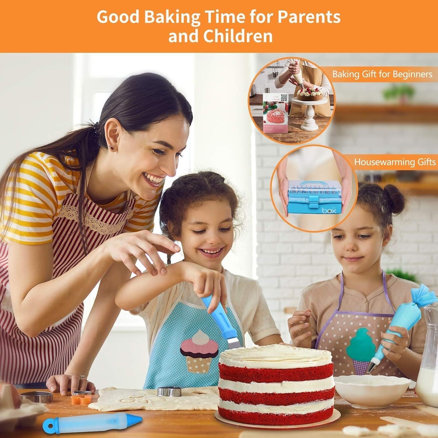 spritztüllen groß Kuchendekorations-Set, 236-teilig, Backwerkzeuge mit Aufbewahrungskoffer, Cupcake-, Keks-, Zuckerguss- und Fondant-Bäckerei-Set, Blau Edelstahl