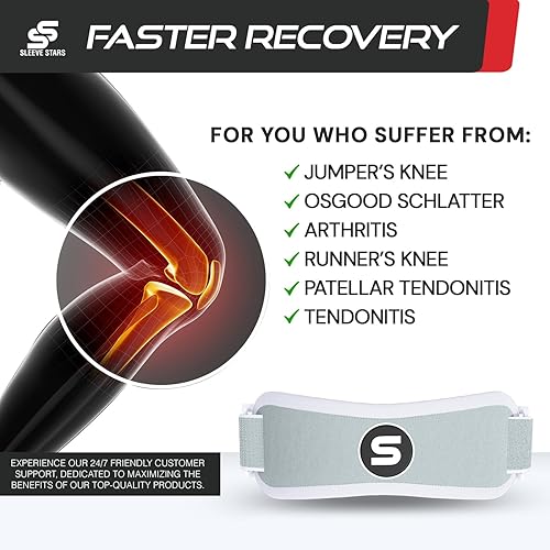 Vista 94 de Osgood Schlatter - Rodillera para niños, jóvenes, mujeres y hombres con 3 longitudes, correa de rodilla para artritis, tendinitis y dolor Beige