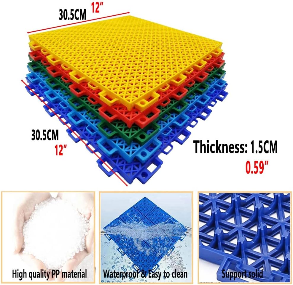 30.5CM Interlocking Floor Tiles for Kindergarten, Amusement Park, Playground, Gym - Waterproof DIY Puzzle Tiles, Red Color, 1 PCS Modular Flooring Solution