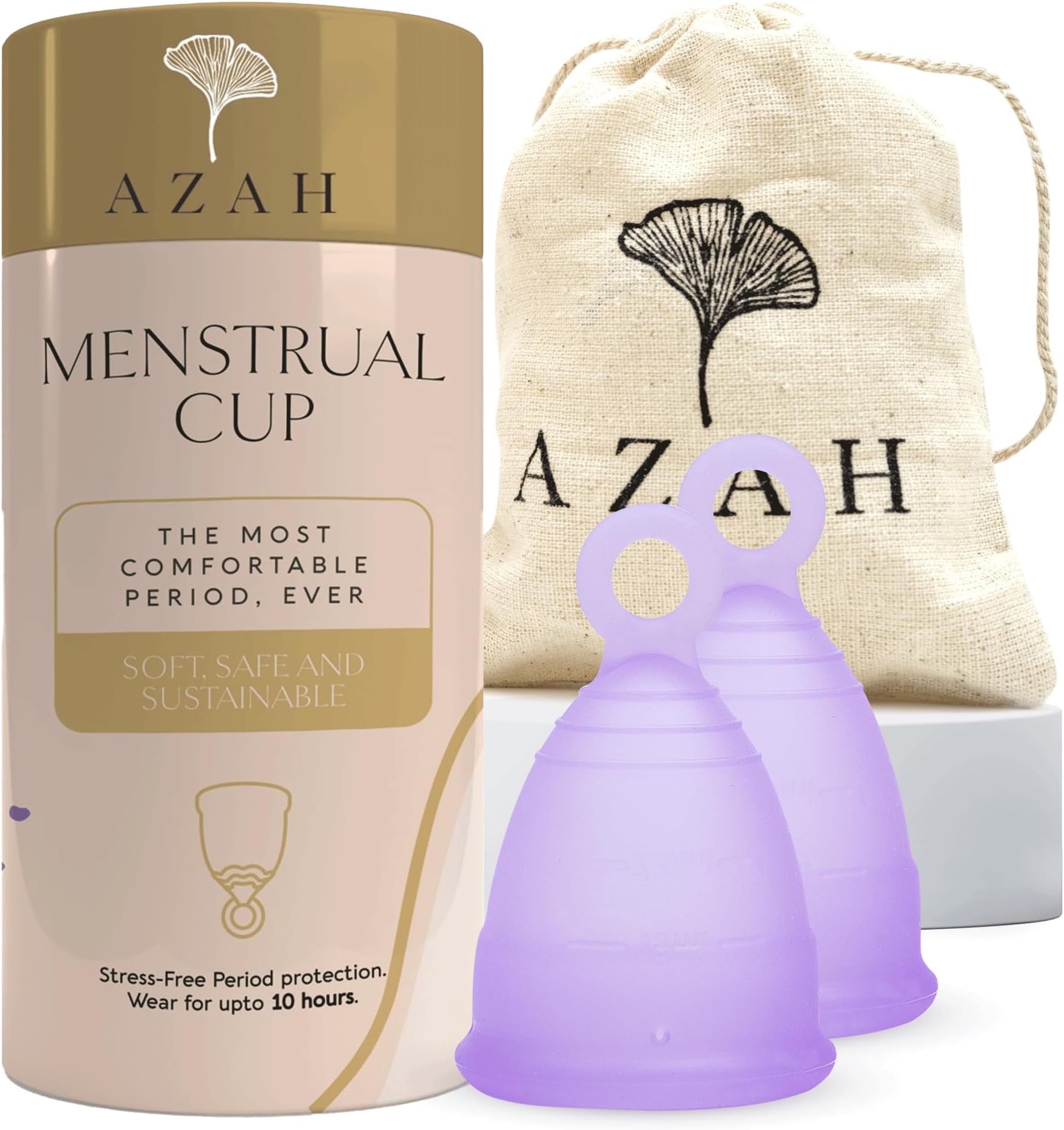 Azah Menstrual Cup for Women Small [Upto 10 Hrs Protection] | 100% Medical Grade Silicone | Reusable Menstrual Cups for Periods | No Leakage | Odour & Rash Free, Ultra Soft Menstrual Cup | Pack of 2