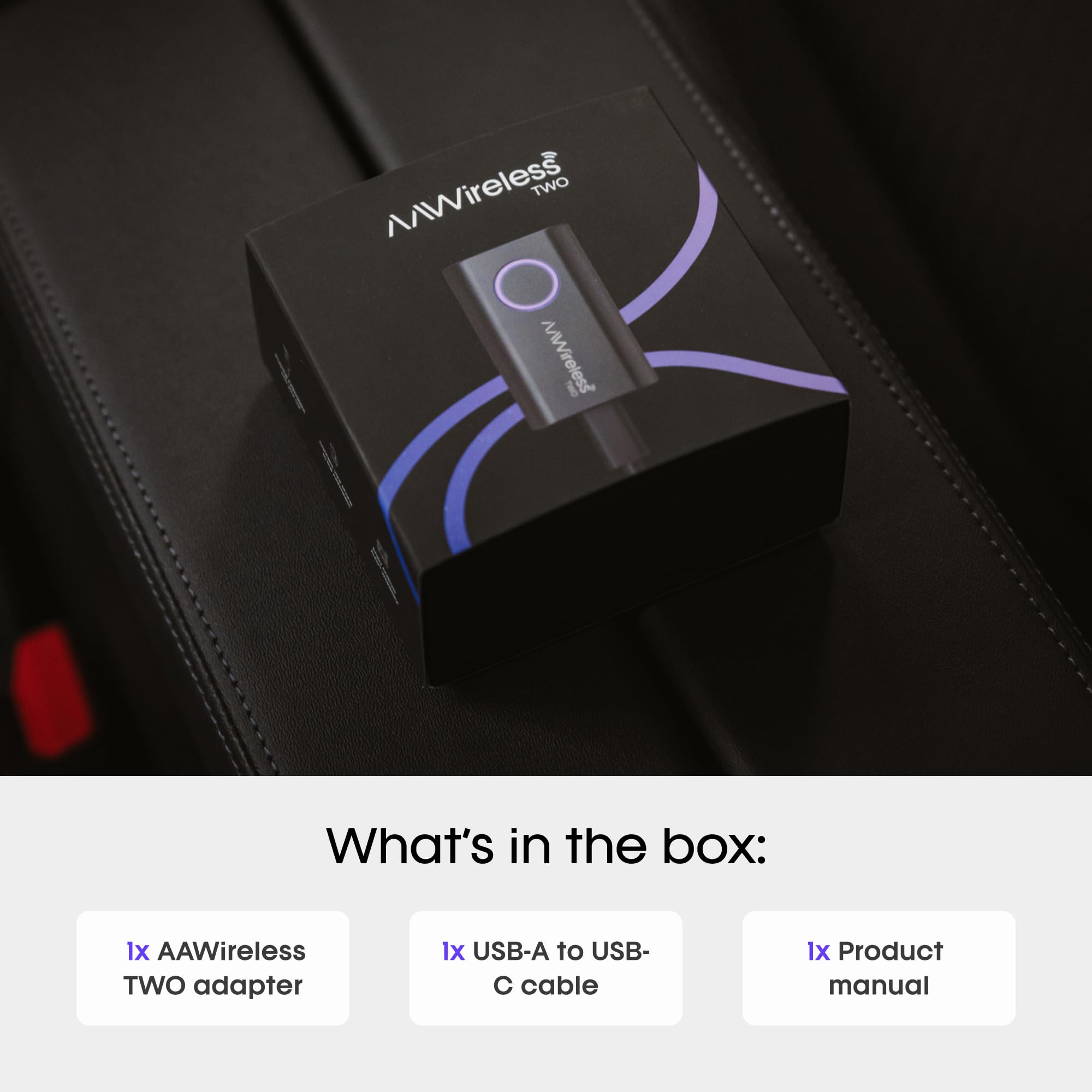 AAWireless Two Wireless Android Auto Adapter – Kabelloses Android Auto für Ihr Auto – Schnelle Verbindung ohne Kabel – Plug & Play – Stabile Verbindung – Multifunktionstaste