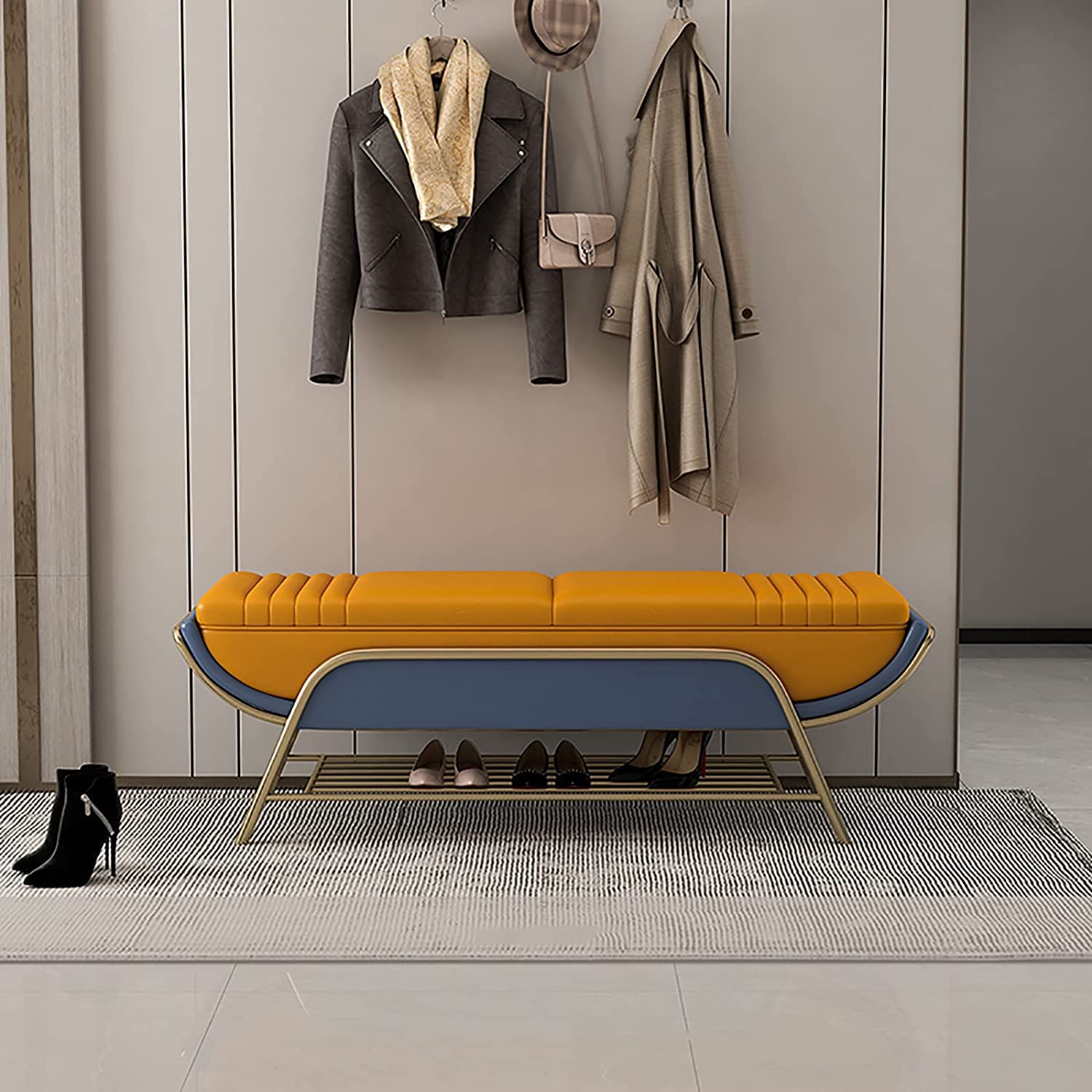 KLGFBDC Nordic Modern Shoe Bench - Stylish Entryway Stool & Space-Saving Shoe Rack for Hallway Living Room & Bedroom - Perfect for Organizing Footwear & Enhancing Home Décor