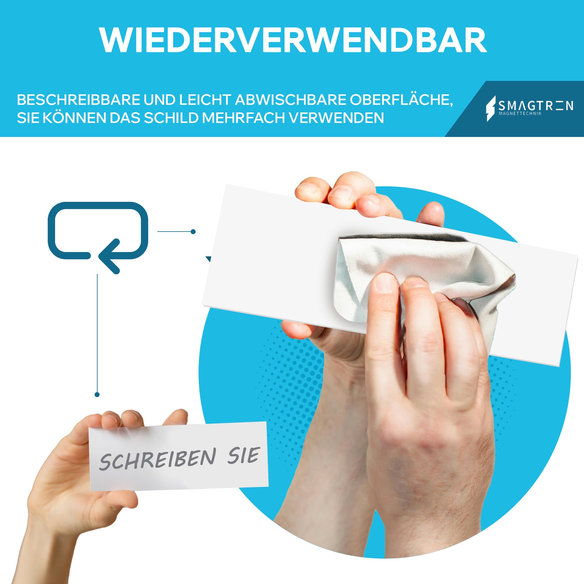 Magnetschild Magnetetiketten Magnetstreifen - Magnet Etikett inkl. Gratis Stift - für Lagerbeschriftung Kennzeichnung, Magnettafeln, Magnetband, Größe:150 x 100 mm, Menge:25 Stück
