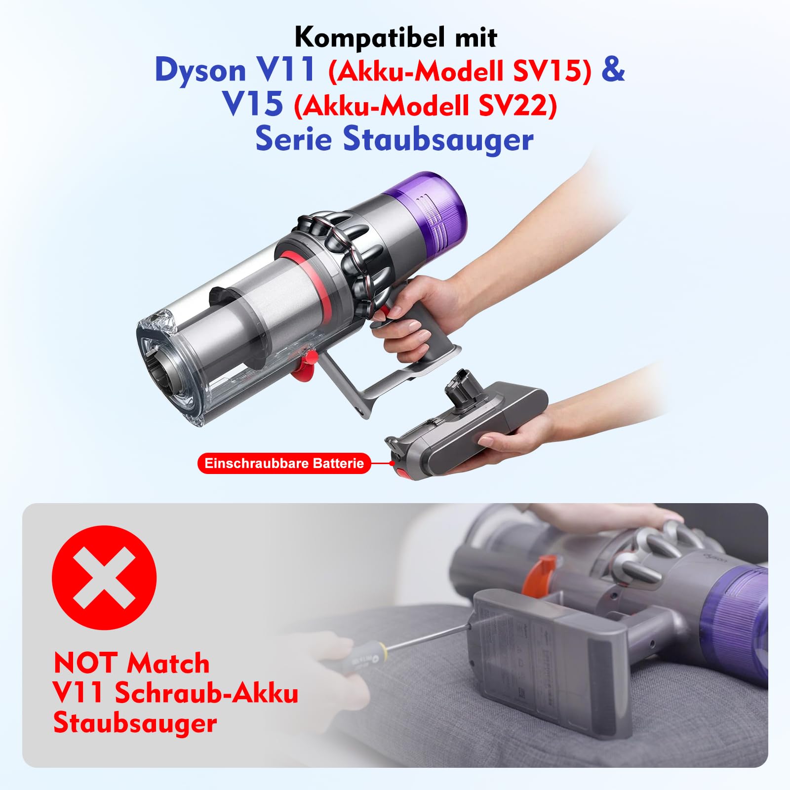 V15 Hauptkörper Montage Gehäuse kompatibel mit Dyson V11 SV15 V15 SV22 SV28 | V11 V15 Griff für Click-in-Version Staubsauger Hauptkörper Montage Ersatzteil