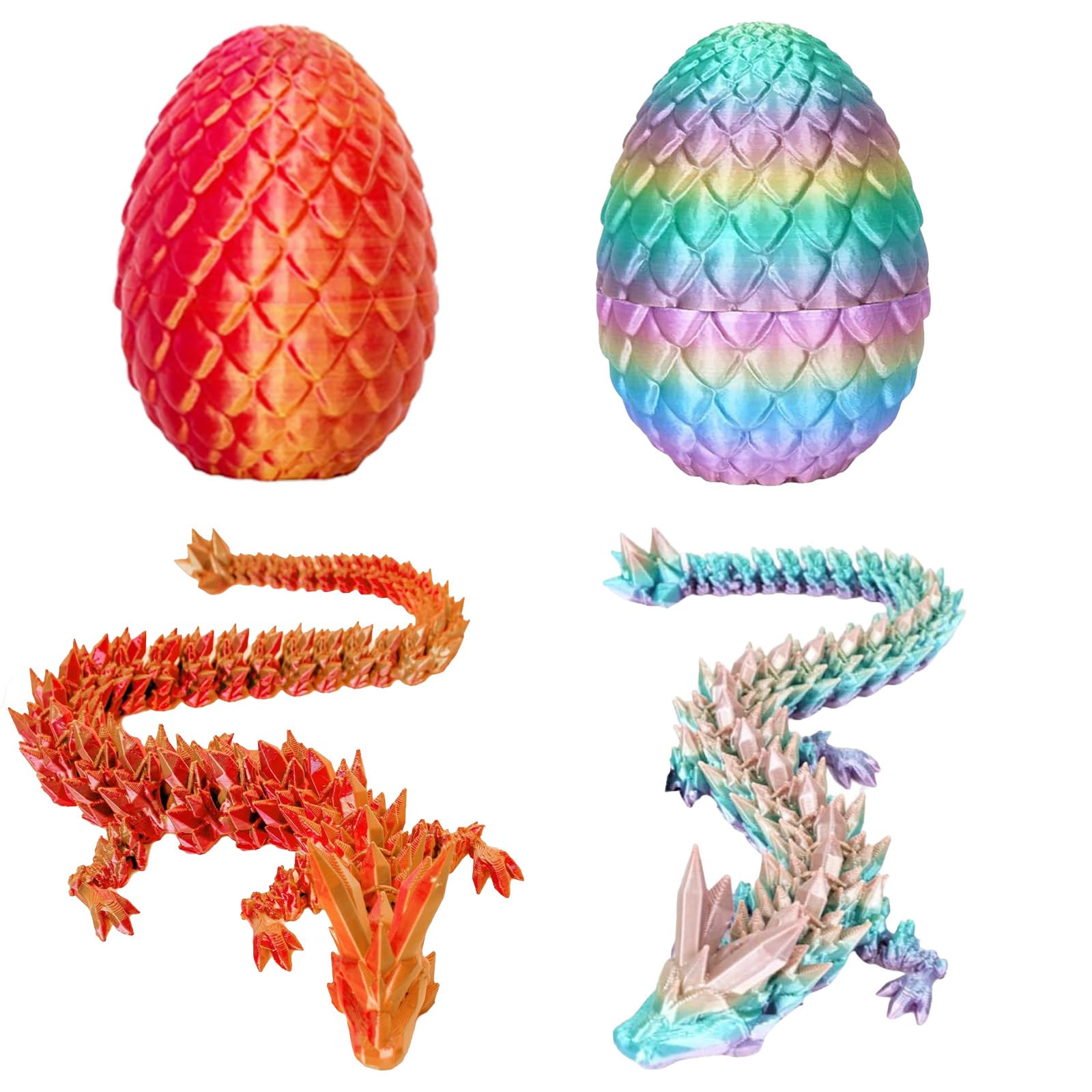 2 Pack 3D Dragon Eggs with Dragon Inside, 23cm 3D Printed Dragon Fidgets