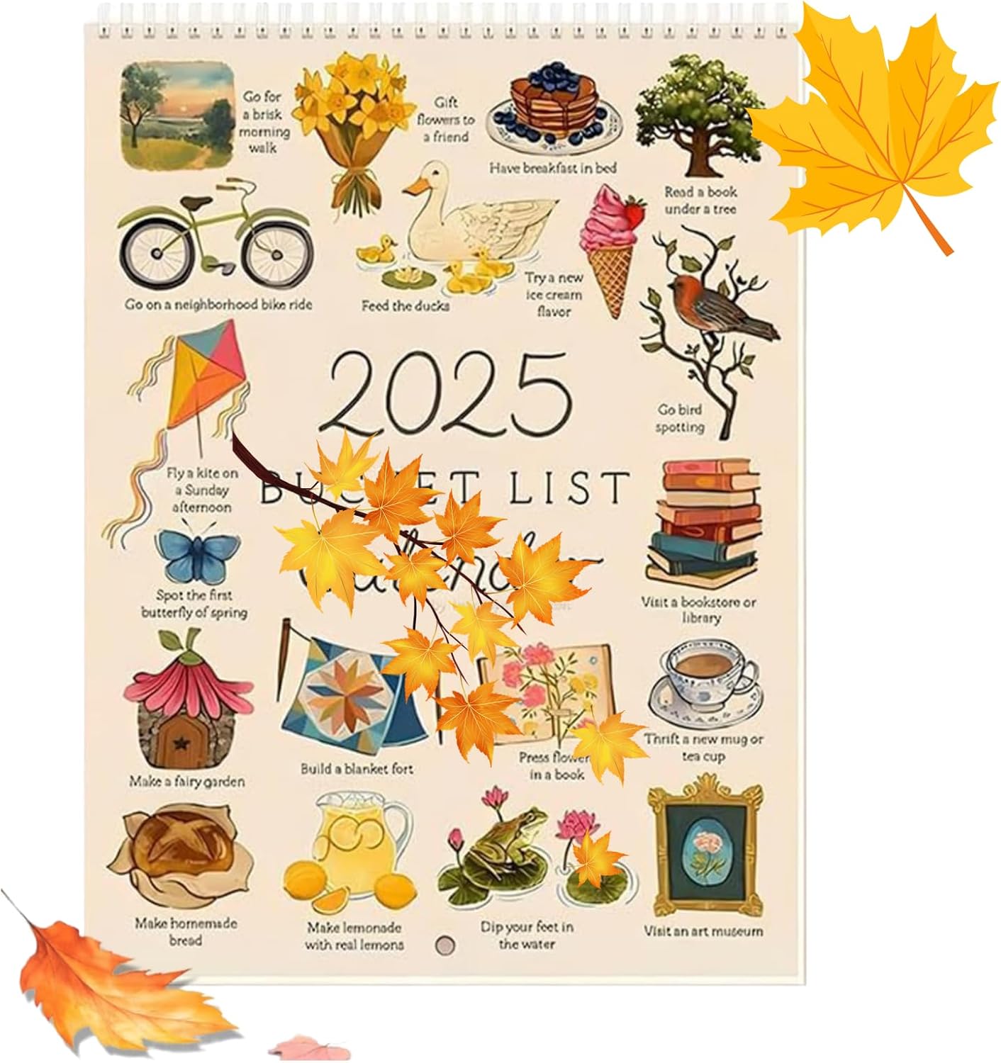 2025 Bucket List Calendar, 9 * 12 inch 12 Months Large