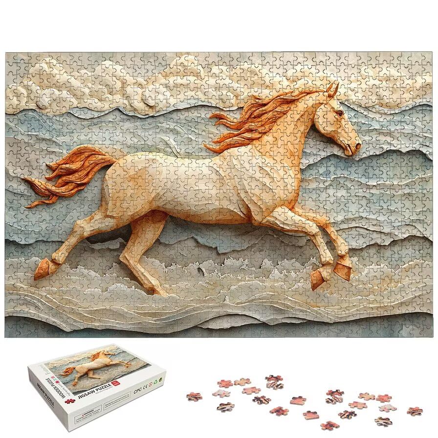 Puzzle 1500 Piezas, Puzzle Animal con Caja Regalo, Caballo Puzzles 1500 Piezas Adultos, Medidas: 87 x 57 cm, Rompecabezas Adultos de Madera, Rompecabezas para Decoración Hogar, Regalo Mujer, -5540