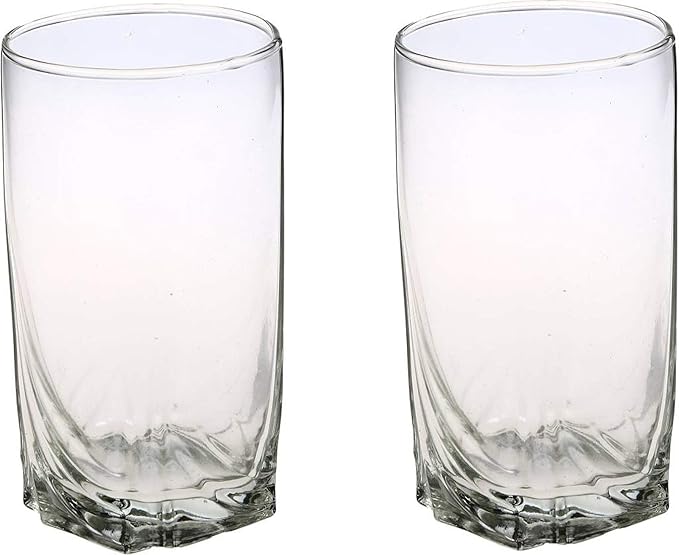 Afast Multipurpose Food Grade Designer Transparent Water Glass, Set of 2, Capacity 220 ML, Clear, for Home, Kitchen, Office, Bar, Serving Water, Milk, Cold Drinks & Other Bavrage at Rs. 109