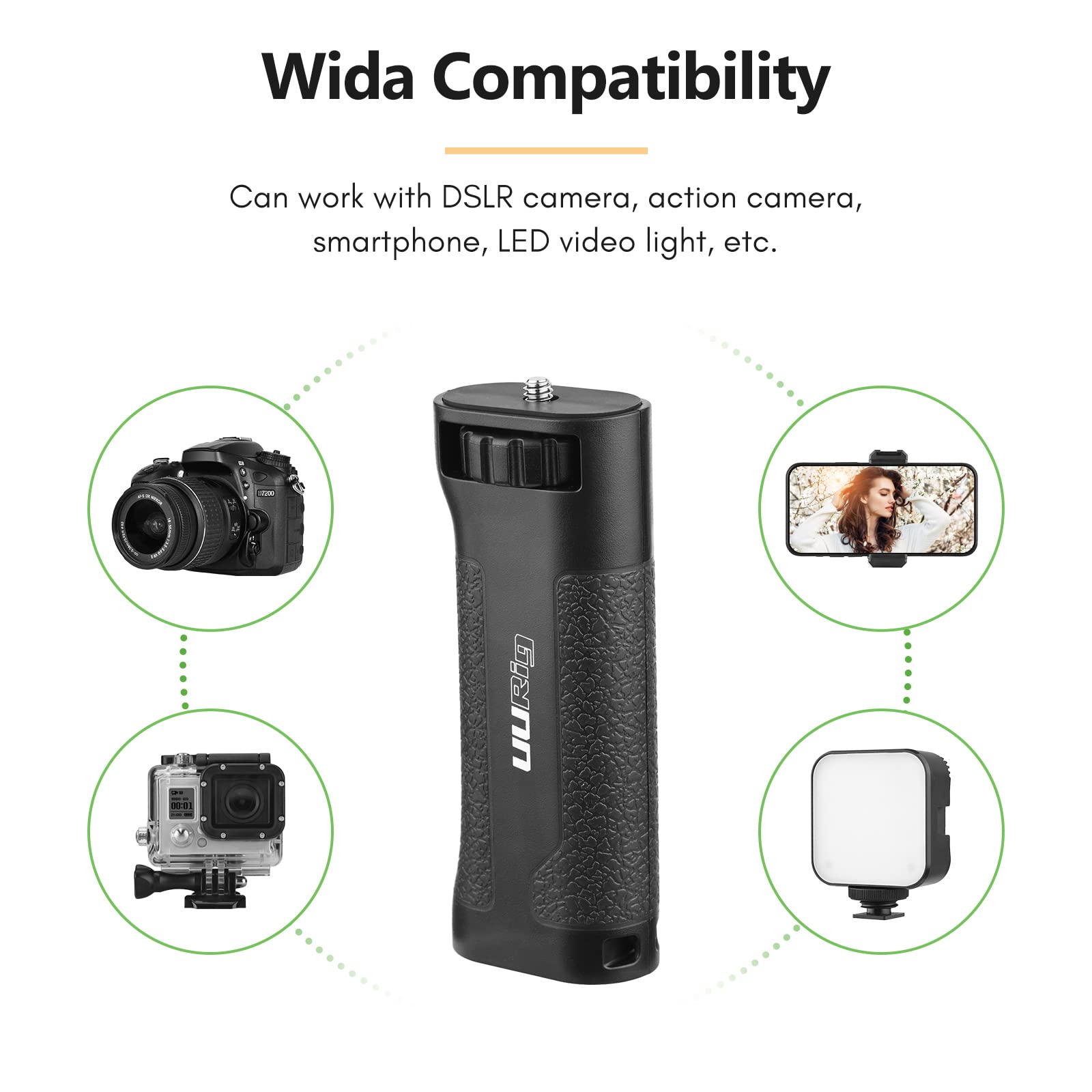 Stabilizzatore Per Fotocamera E Smartphone – Impugnatura Universale 1/4, Leggero 75g, Design Ergonomico (Rosa) - 3