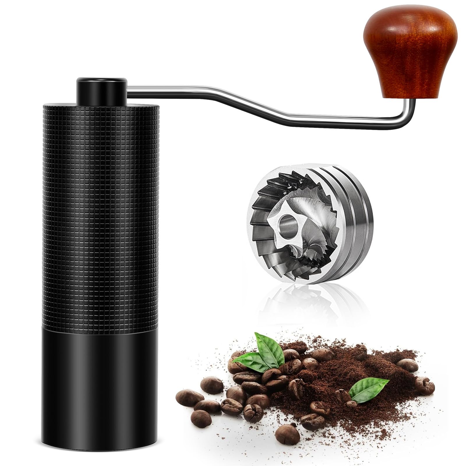 Molinillo de café manual con capacidad de 25 g, molinillo de café de mano con rebaba cónica de acero inoxidable CNC, posicionamiento de doble rodamiento, ajuste de punto, molinillo de mano
