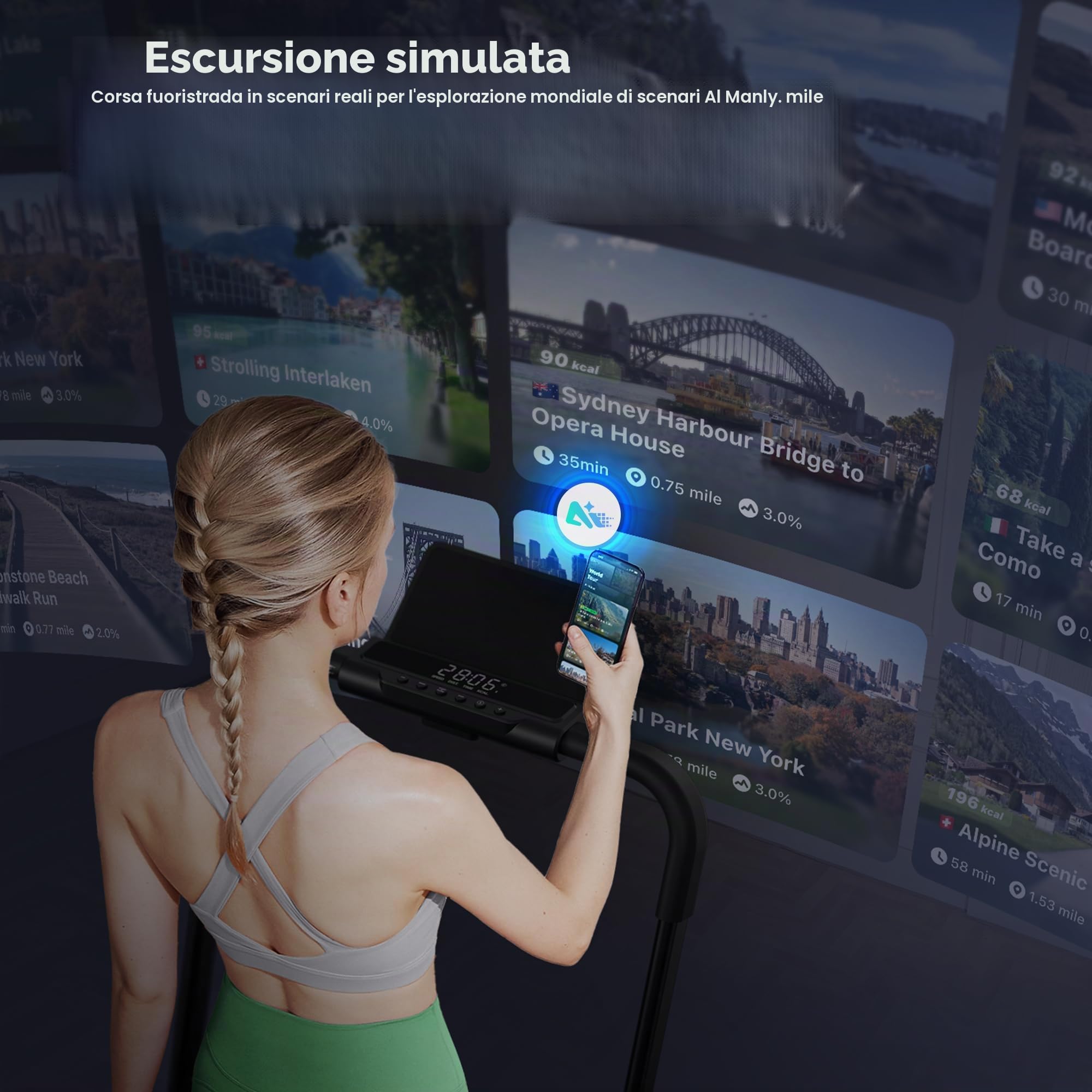 UREVO Tappetino da corsa pieghevole con APP,3 in 1 tappetino elettrico da passeggio 1 – 10 km/h, doppio ammortamento, con display a LED e telecomando Walking Pad pieghevole per ufficio e casa