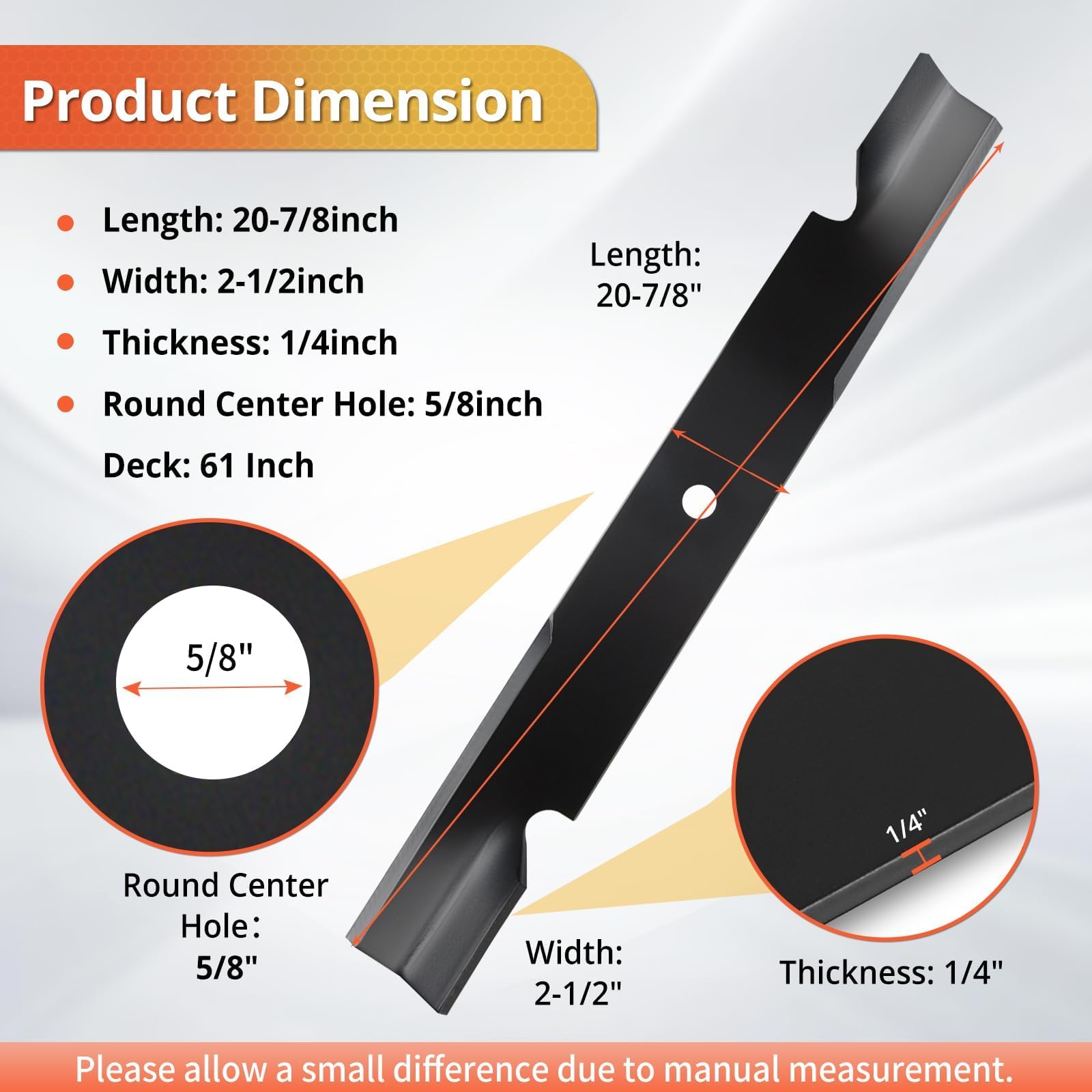 Paquete de 6 cuchillas para cortacésped 5101755 compatibles con cortacésped Fe rris S Cag Bad Boy de 61 pulgadas, hoja de corte 5020842 de repuesto 1520842 48111 481708 481712 5101755S 20842S