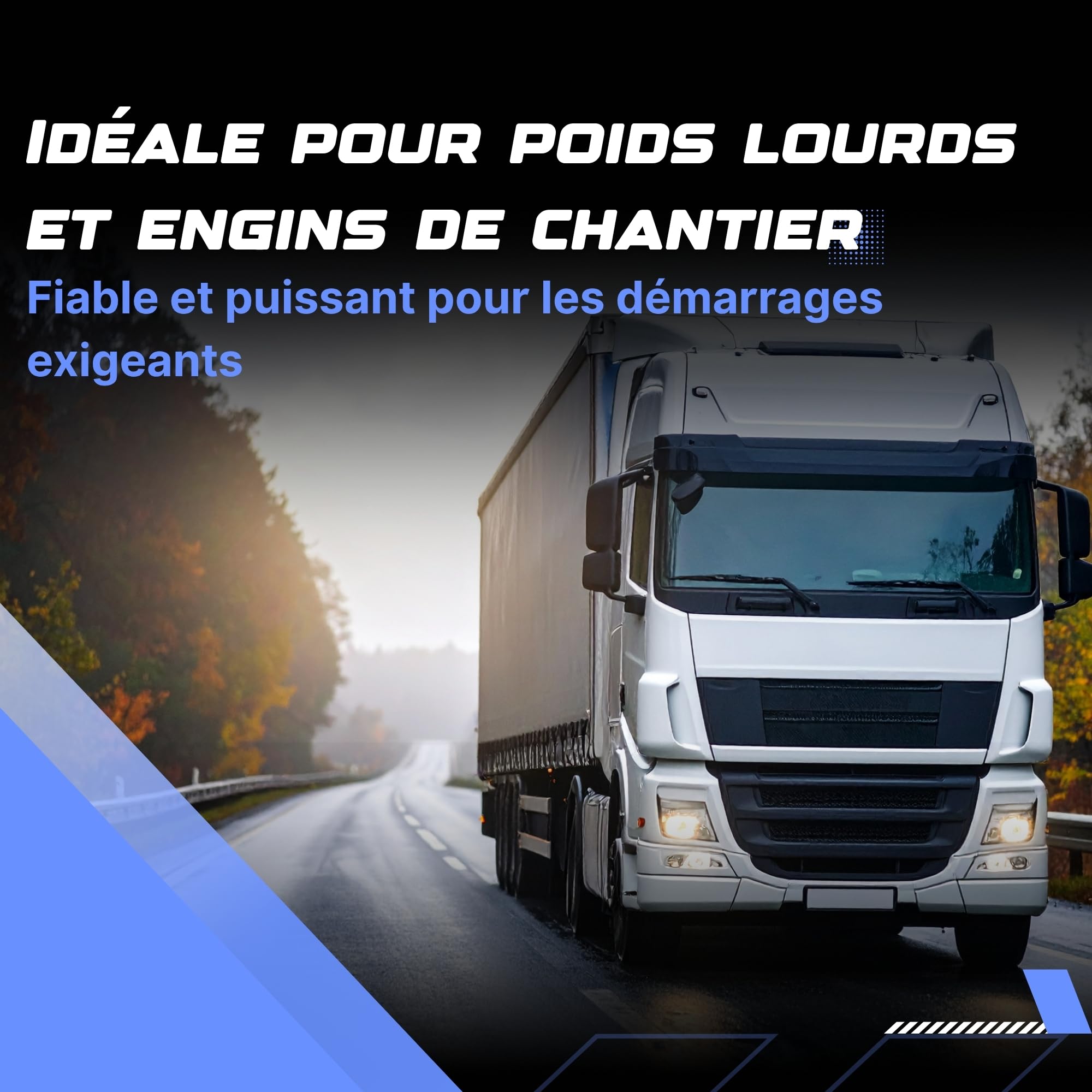Batterie 12V 105Ah GR31 - Démarrage 900A - Batterie Poids Lourd Sans Entretien - Format GR31 pour Camion, Tracteur, Engin de Chantier - Remplacement Origine - Power Hexagone