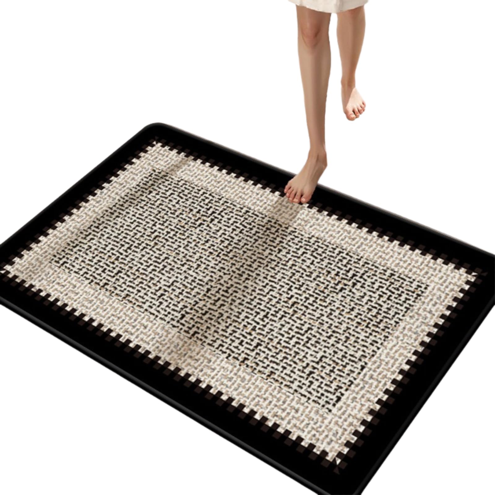 Tapis de salle de bain rond en boue de diatomée douce antidérapant pour douche et toilettes