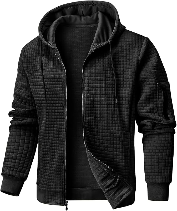 Wizoat Mens Zip Up Hoodie Full-Zip Sweatshirt Lightweight Hooded Jackets
