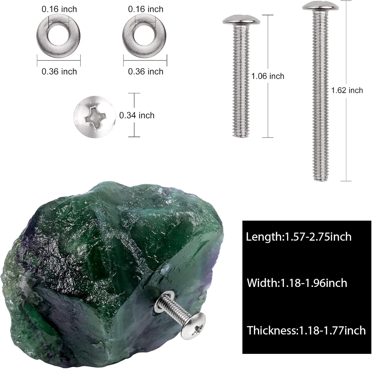 mookaitedecor Set of 2 Natural Fluorite Raw Crystal Cabinet Knobs, Rough Stone Drawer Handle Pulls for Kitchen Cupboard Home Decoration