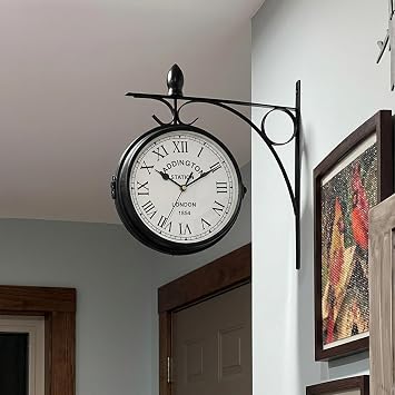 JHY DESIGN 21 cm Vintage Decorative Double-Sided Waterproof Wall Clock