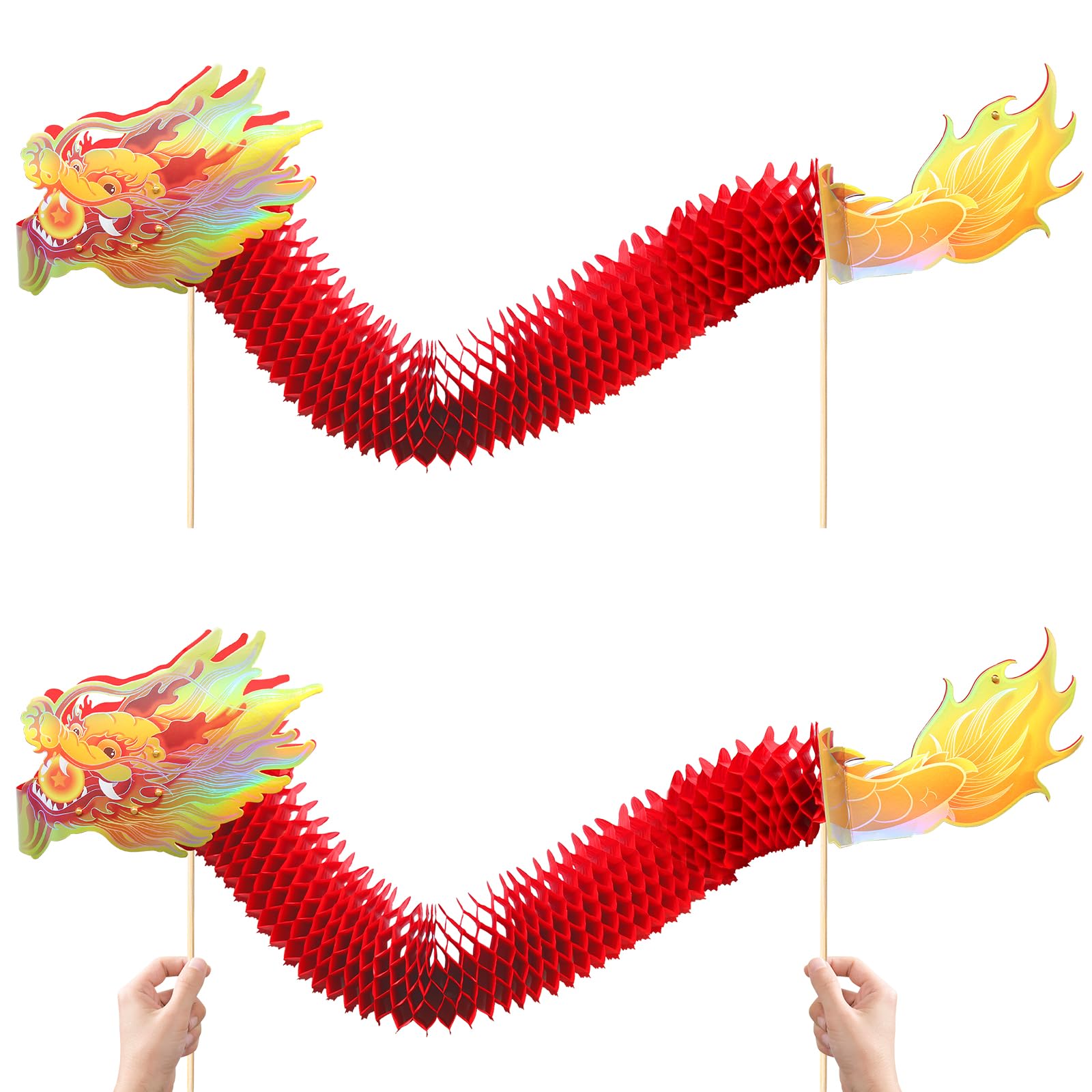 2PCS Chinese New Year Paper Dragon Decorations, 3D DIY Chinese Paper Dragon Party Decorations for Spring Festival Party Craft Set Supplies